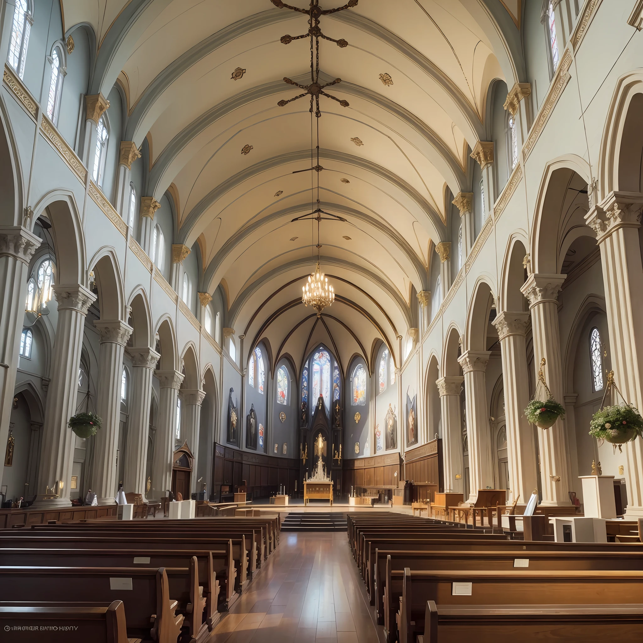 image of a catholic church in the nineteenth century, inner part of the catholic church, spiritualities, perfect images, inclusivity details, --auto --s2