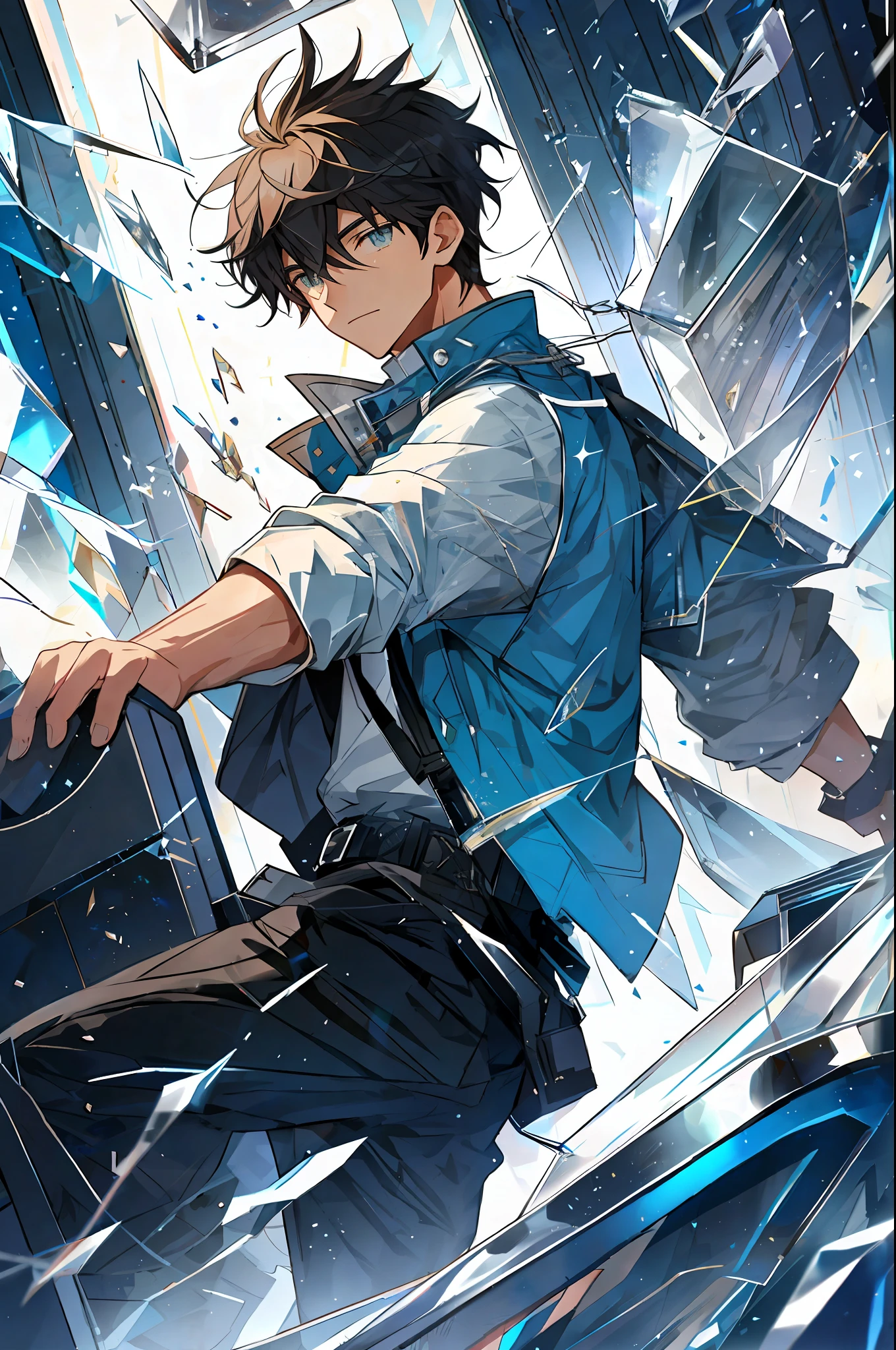 One Man (1boy) Retro, shattered glass --niji 5