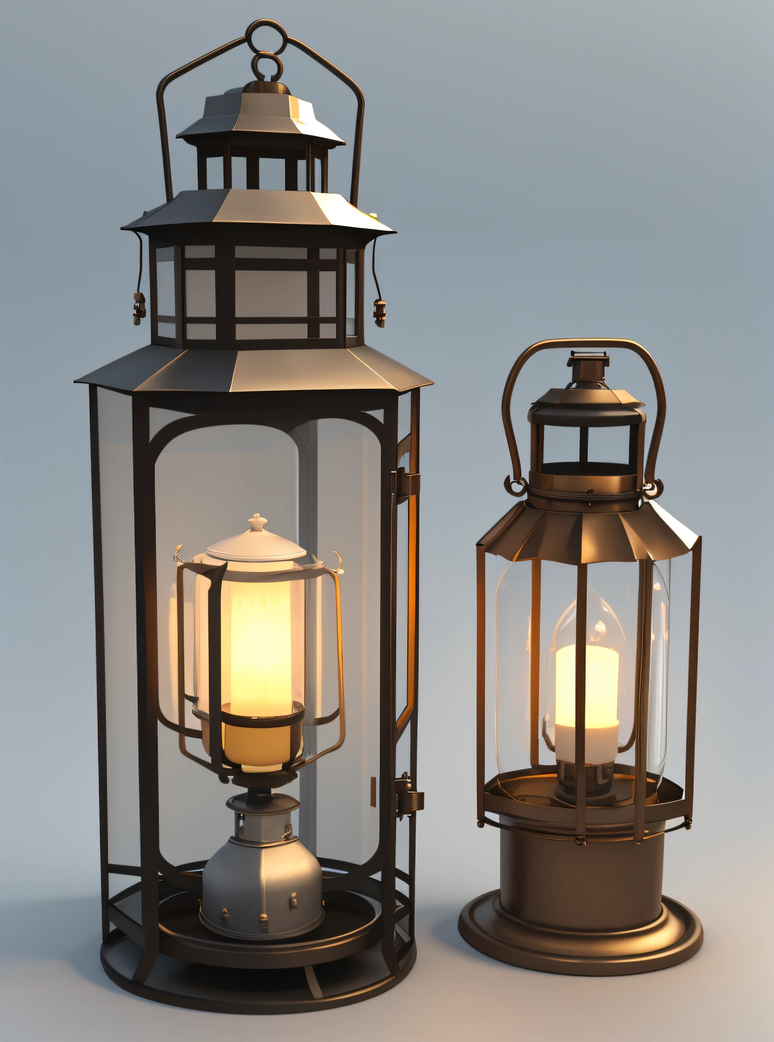gas lantern 3d, 3d render, ultra realistic, top viewer, white background
