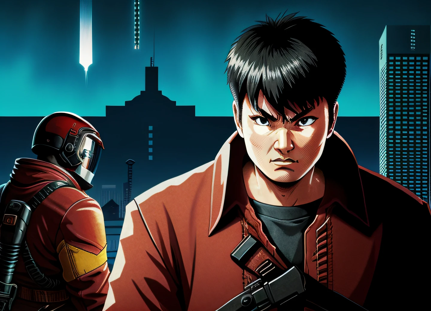 kaneda, akira:0.8, close-up, dark background:0.9)