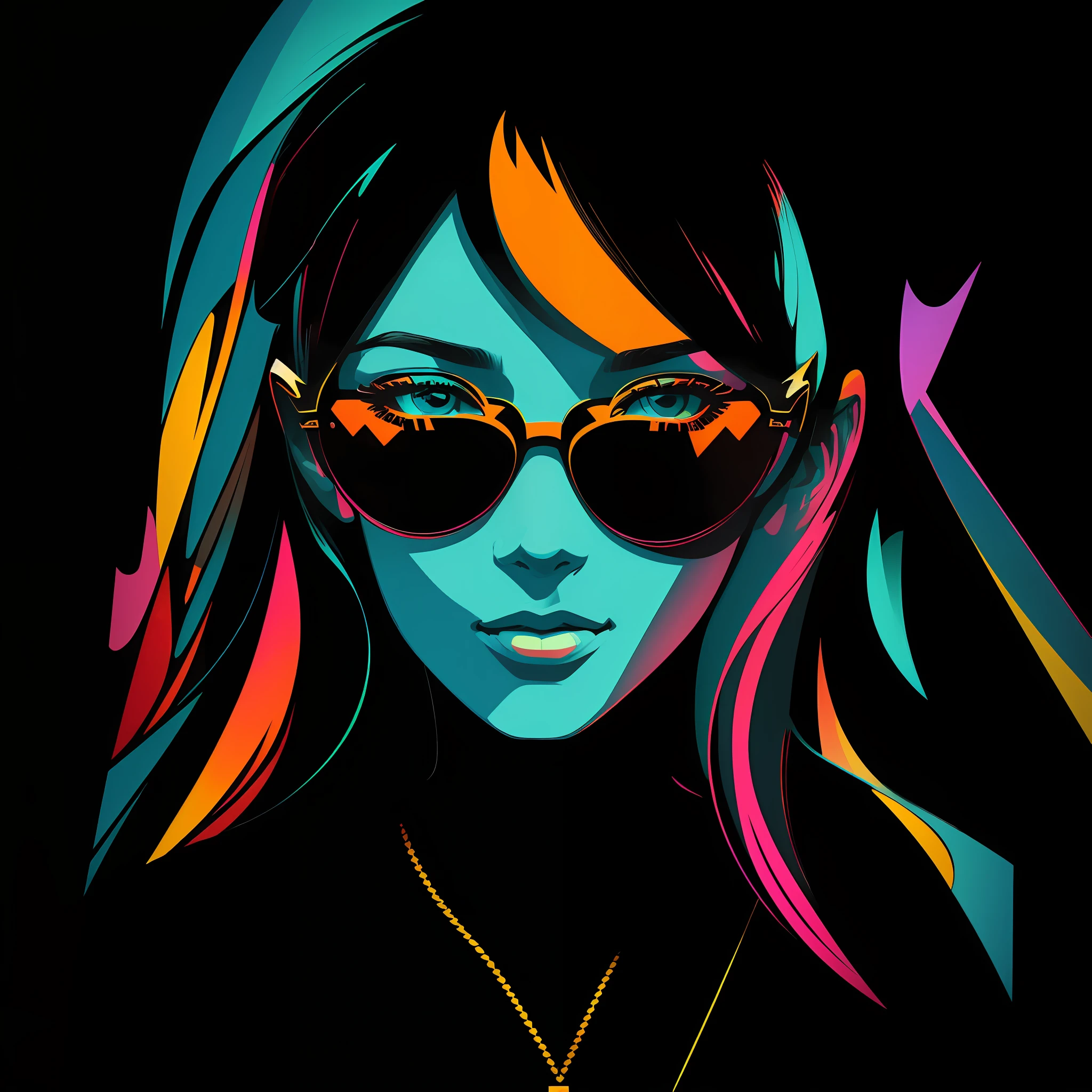 art of woman wearing glasses rayban style pop art, hq, psychedelic art, canvas, 4k, ((high detail)) ((canvas)) ((hq)) --auto --s2