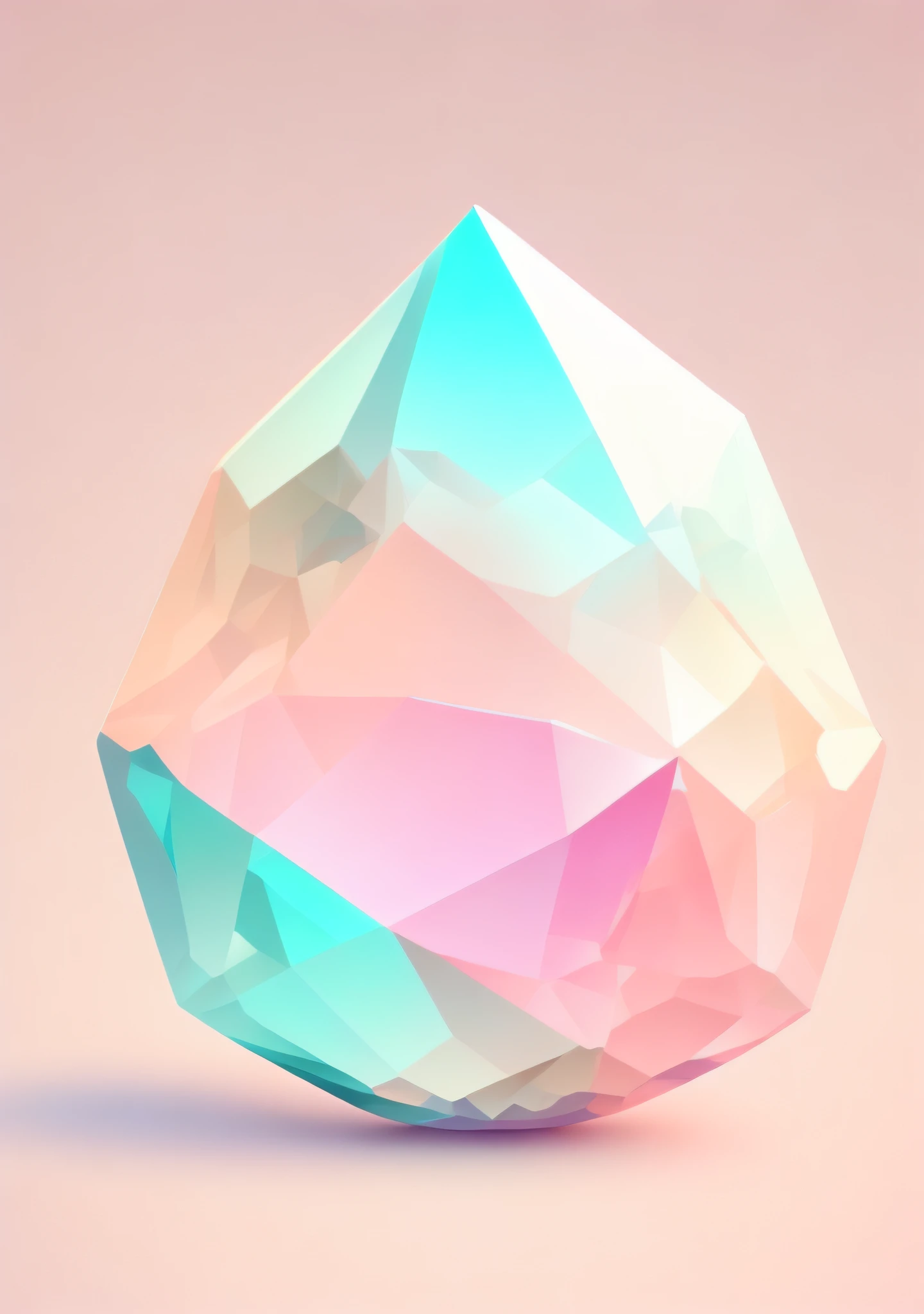 "A gemstone, cartoon illustration, in a gradient of pastel colors"