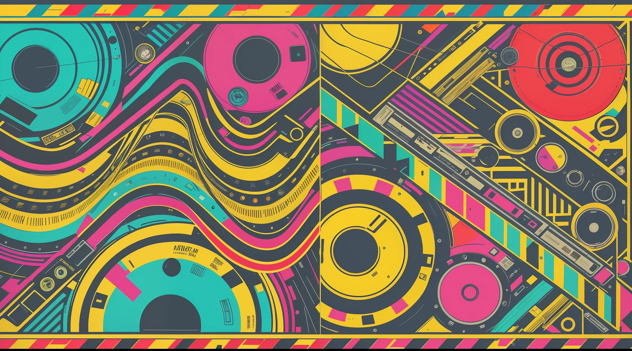 flyer uses images of microphones, turntables, cassettes, headphones and other elements that are related to rap and hip hop music. Use graffiti photographs, street murals, and other street culture elements that represent the aesthetics of rap and hip hop. You can make use of illustrations by renowned rap and hip hop artists, using drawing or painting techniques. Use patterns and colors that represent hip hop culture, such as black, red, blue, green, and more. Create an abstract design that references rap music, using geometric shapes, curved lines, and vibrant colors. It includes various elements that refer to hip hop culture, such as letters and numbers in graffiti style, breakdance images, among others. --auto --s2