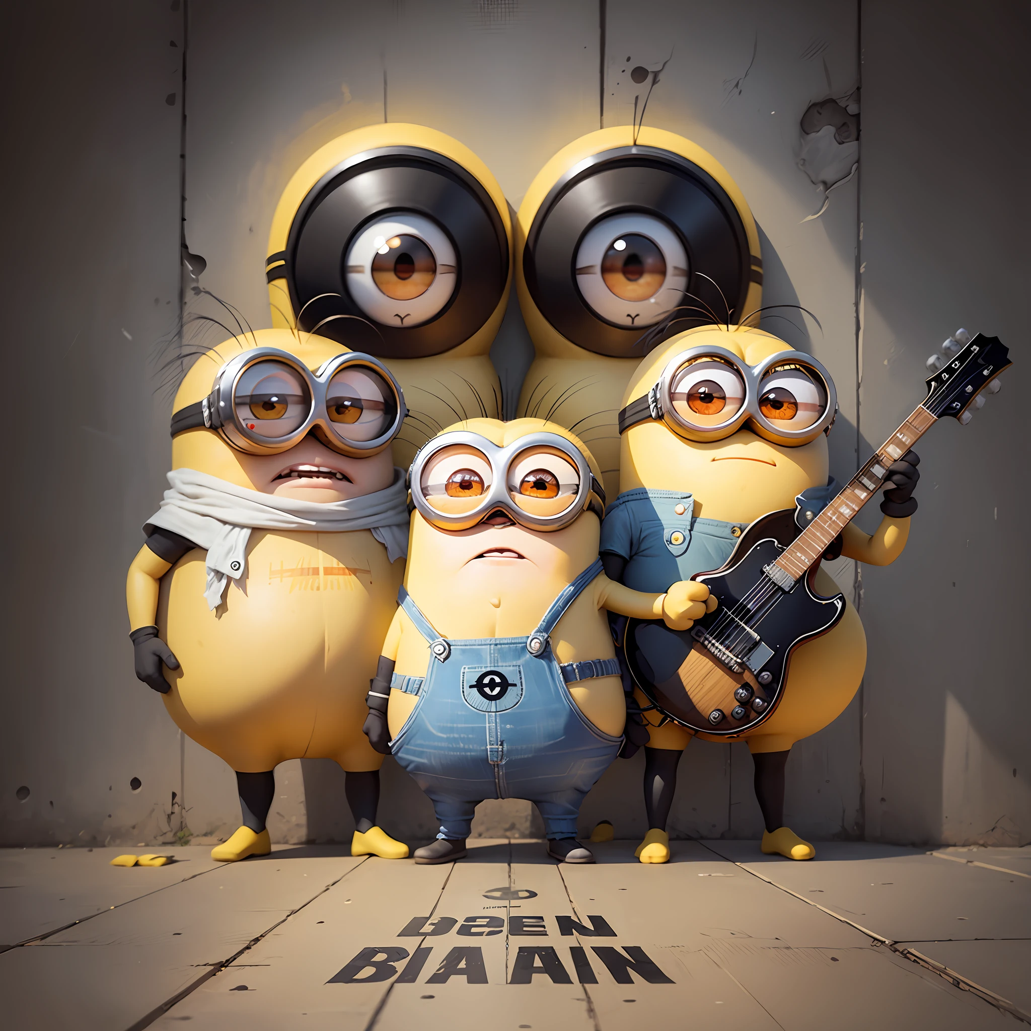 amazing image of the Beatles with Minions appearance, with high quality and fidelity to both the look of the group and the yellow characters. How would you handle the challenge of turning the famous members of the Beatles into Minions characters, ensuring that each of them was easily recognized in the final image? Discuss how you would choose the poses and facial expressions to highlight each member's personality while maintaining the iconic look of the Minions. How would you handle technical issues, such as color, texture, and shadow, to ensure that the final image was cohesive and appealing? Finally, explain how you would deliver the finished image in high quality, ready to be used on T-shirts, posters, and other promotional materials. How would you make sure the image was aligned with the Minions' tone and visual style, while staying true to the Beatles' brand? --auto --s2