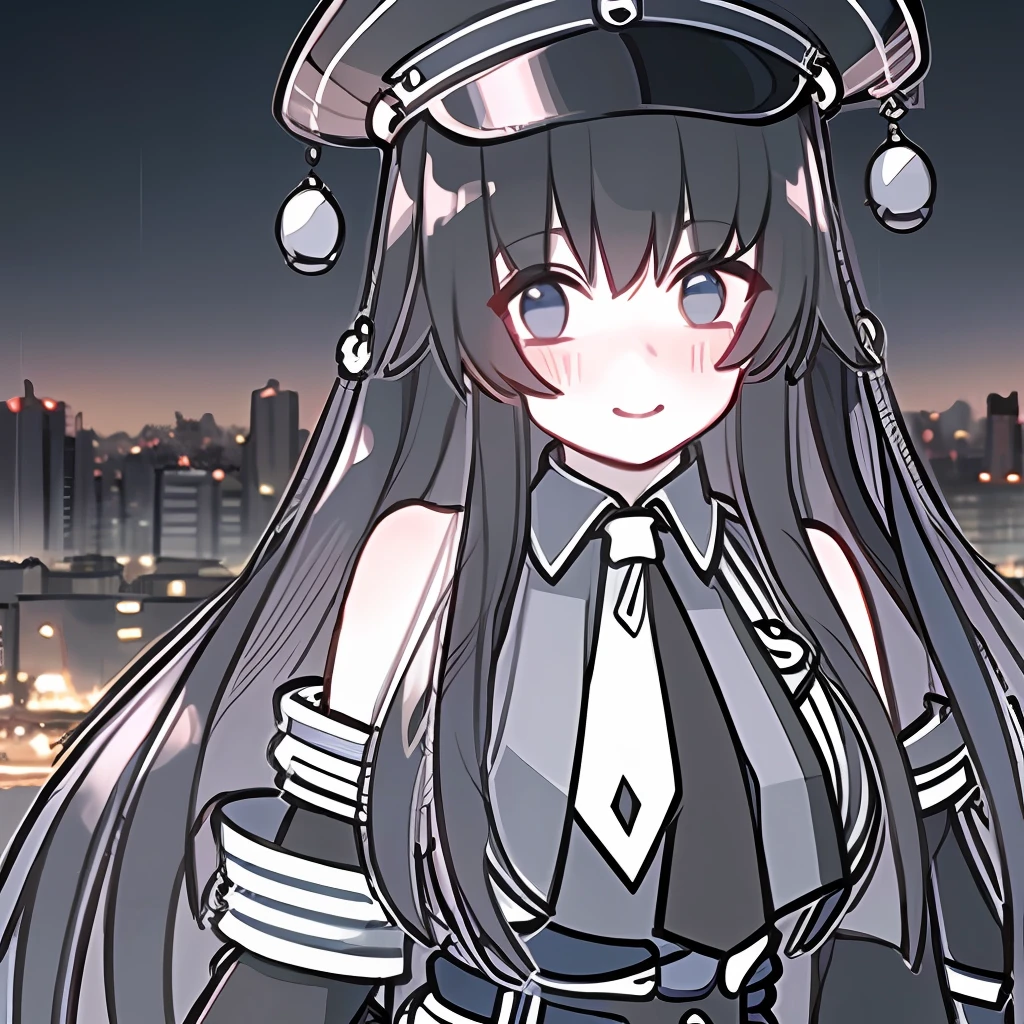 xushi,((masterpiece)),((best quality)),((official art)),((extremely detailed cg unity 8k wallpaper)),(huge filesize),summer,(eiffel tower),((cityscape)),looking at viewer,(beautiful detailed eyes),(smug),(blush),((military)),hat,((military hat)),((peaked cap)),(sidelocks),((military uniform)),(necktie),(shirt),(uniform),(double-breasted),epaulettes,jacket,arm strap,(long sleeves),(belt),(black pantyhose),((arm_support)),((arm at side)),