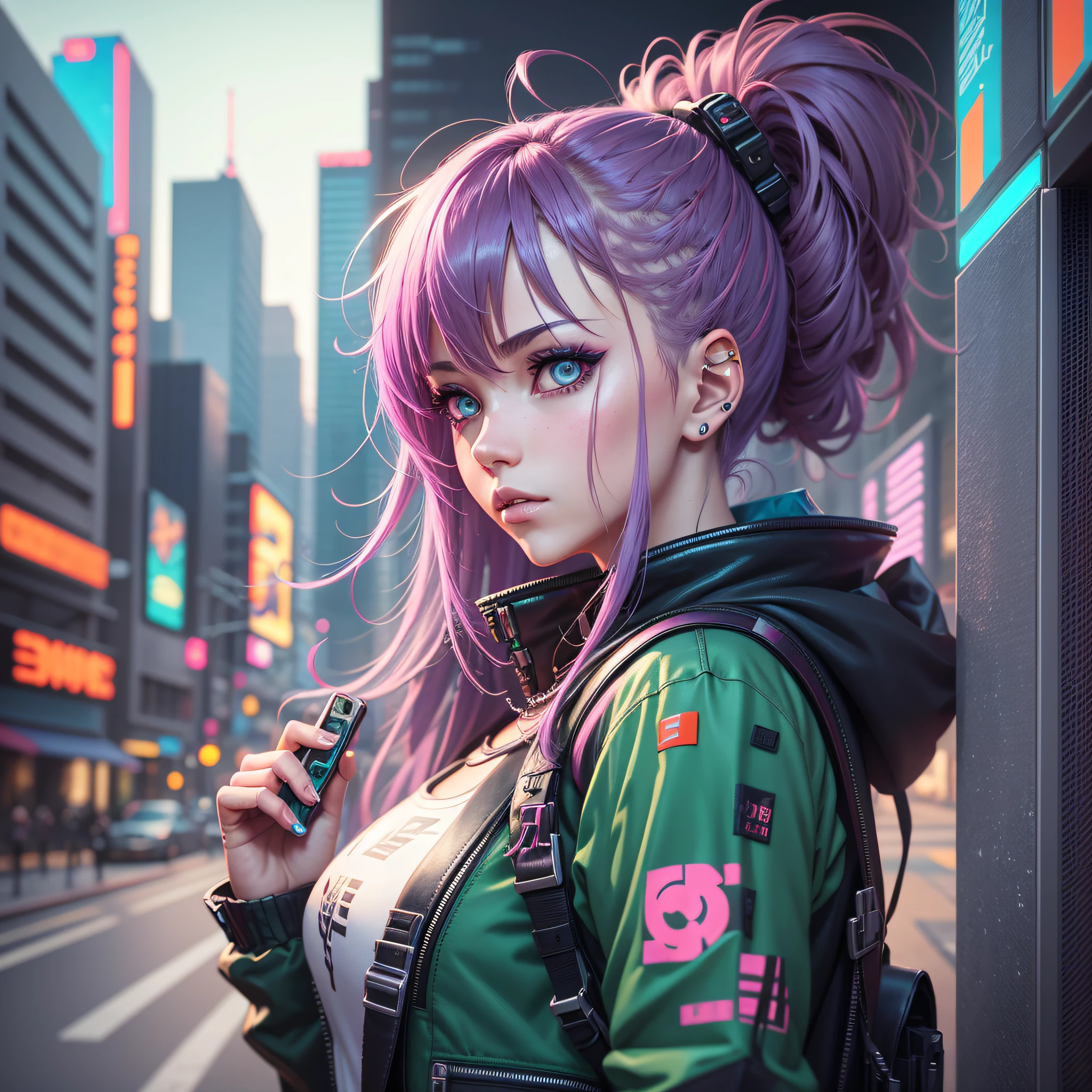 a close up of a person with a backpack and a backpack, digital cyberpunk anime art, cyberpunk anime girl, cyberpunk anime art, female cyberpunk anime girl, digital cyberpunk - anime art, cyberpunk art style, anime cyberpunk art, cyberpunk beautiful girl, cyberpunk 2 0 y. o model girl, cyberpunk girl, artwork in the style of guweiz, cyberpunk horror style --auto --s2