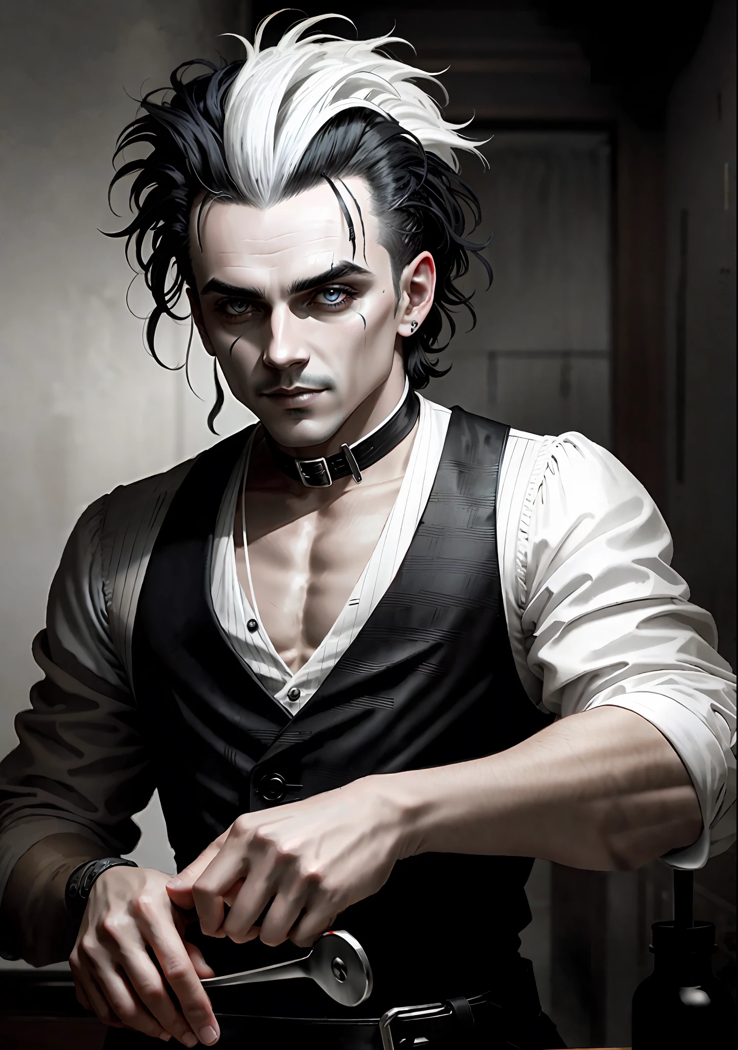 Sweeney Todd demon barber of fleet street (with black and white coloured hair)