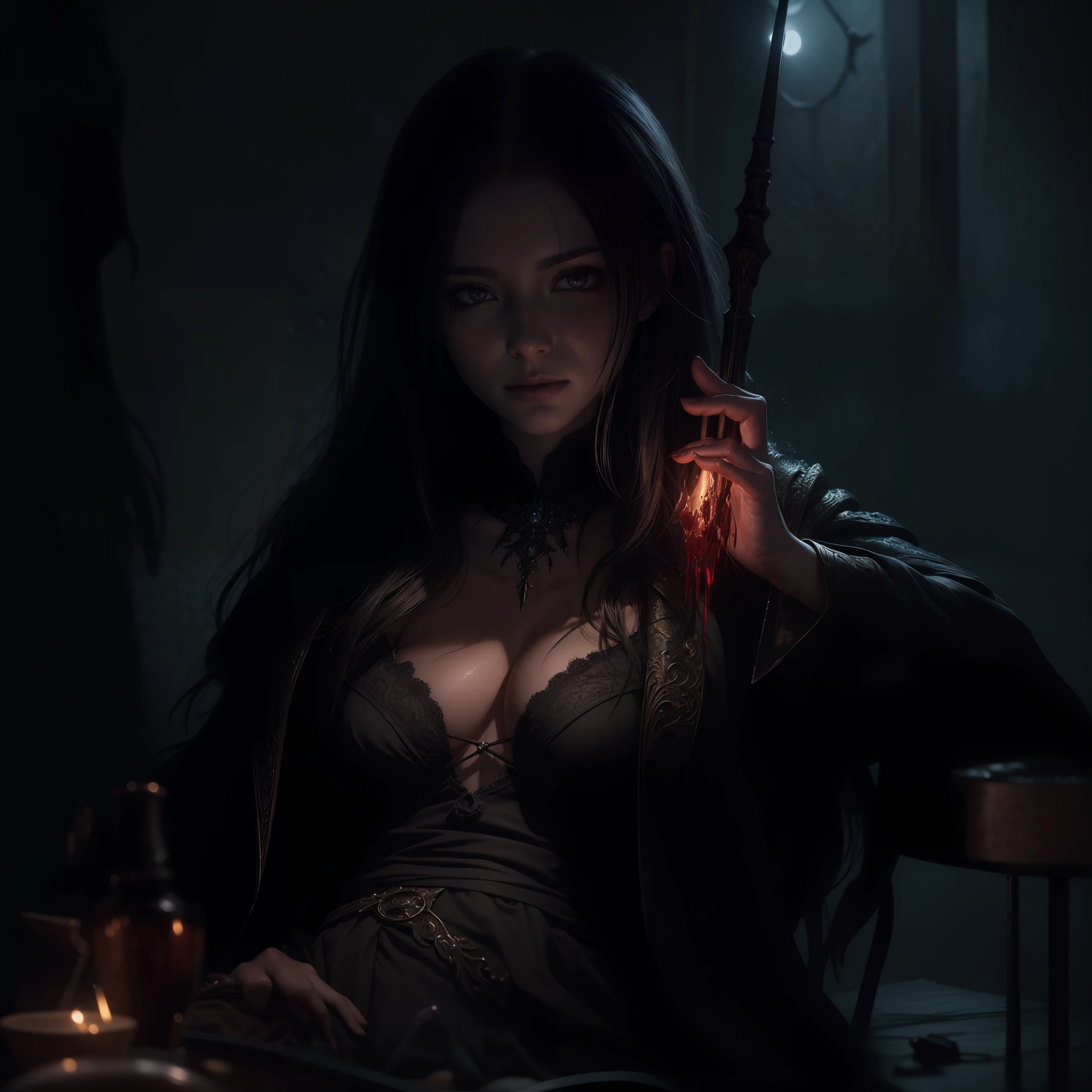 (Dark Fantasy:1.1), (Masterpiece, Epic Quality, Epic Realism, Ultra Resolution, 8K Photo Unity, Epic Detail: 1.1), (Corpse of a Young Dark Sorceress), (Failed Blood Magic: 1.2), Intricate Details, Dynamic Angle, The Most Beautiful Form of Chaos, (Blood Whirlwind, Ash Rain), Intricate Details, Water Splashes, Fire, Rim Lighting, Soft Lighting, (Professional Photography, Photorealism, Hyperrealism), Ray Tracing, HDR