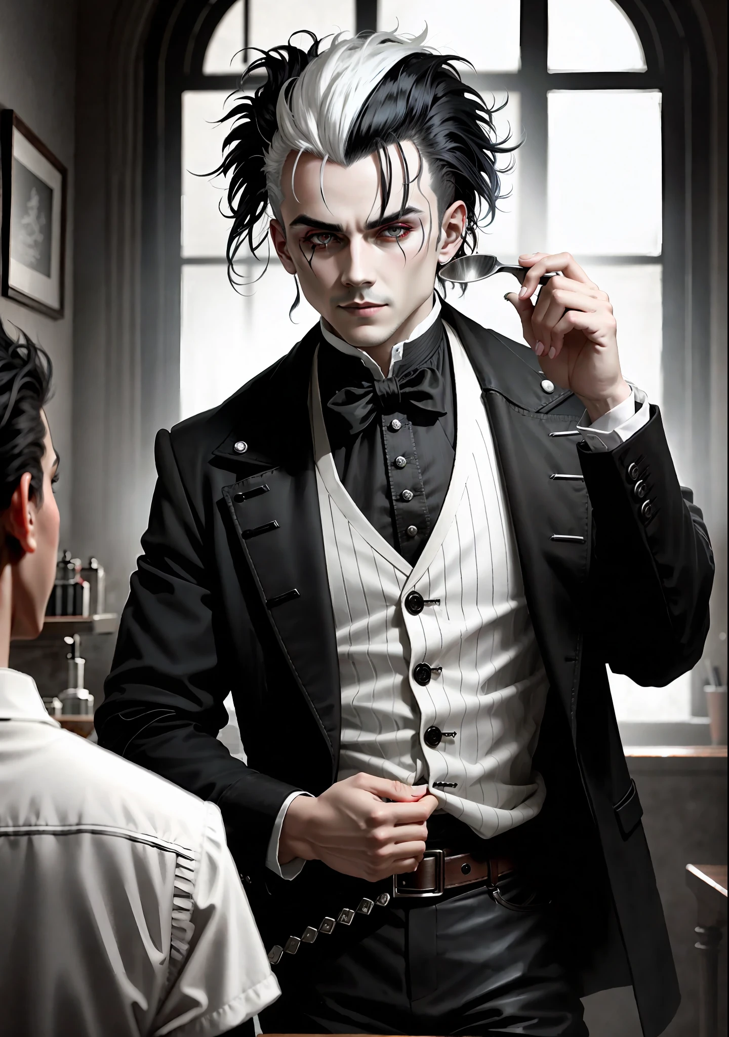 Sweeney Todd demon barber of fleet street (with black and white coloured hair)