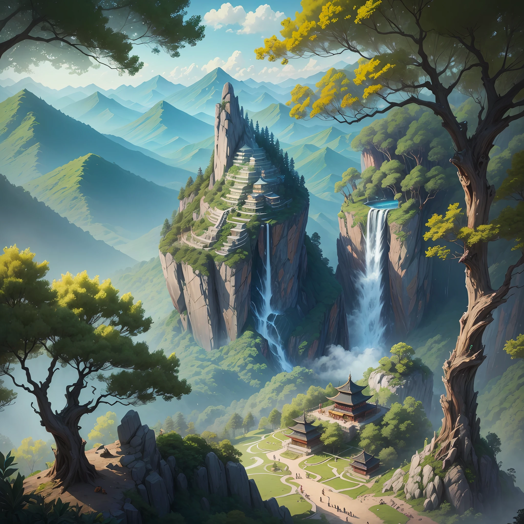 The Spirit Mountain mentioned in Journey to the West is a mysterious place, and its appearance can be described as follows:

1. Location: Lingshan is located in the East China Sea, not far from the heavenly realm, and is a place where the gods and immortals gather.

2. Shape: Lingshan is a towering mountain with a steep shape and clouds at the top. On the mountainside there is an ornate palace surrounded by rows of tall pine trees with many beasts and immortals under the trees.

3. Features: Lingshan is a mysterious and sacred place, many immortals gather here every day to cultivate and communicate, and many artifacts and valuables are preserved here. There are also many divine beasts, alien beasts and goblins on the spirit mountain, these creatures are very special and often attract people's attention. The scenery of Lingshan is very beautiful, and it is a fairyland land that is incomparable to immortals and earth. --auto --s2