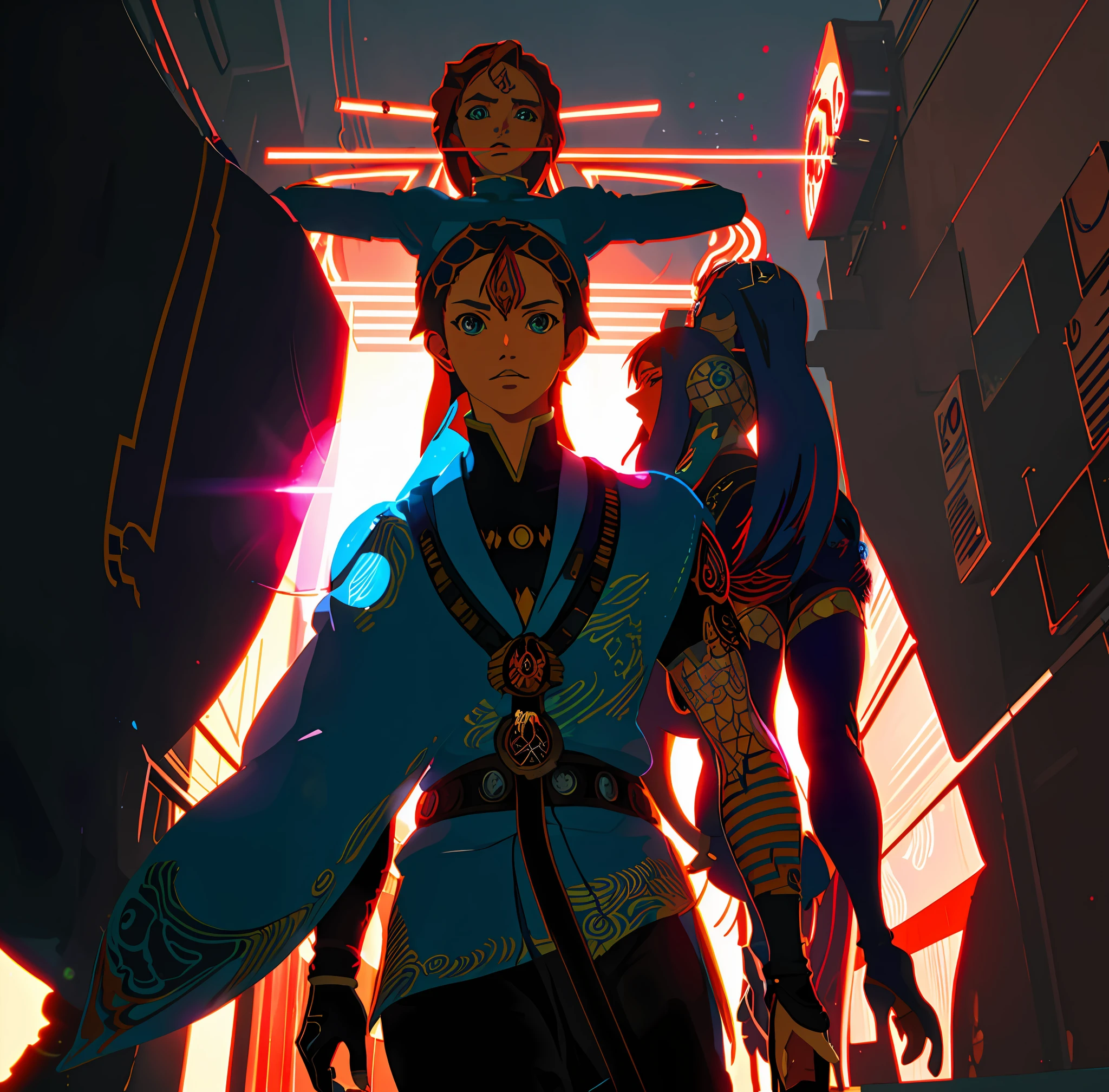 a close up of a person with a red light in the background, dreamy psychedelic anime, official fanart, digital anime illustration, ufotable art style, shigenori soejima illustration, demon slayer rui fanart, official artwork, inspired by Yuumei, ( ( ( ( ( dan mumford ) ) ) ) ), kilian eng vibrant colors, by Android Jones