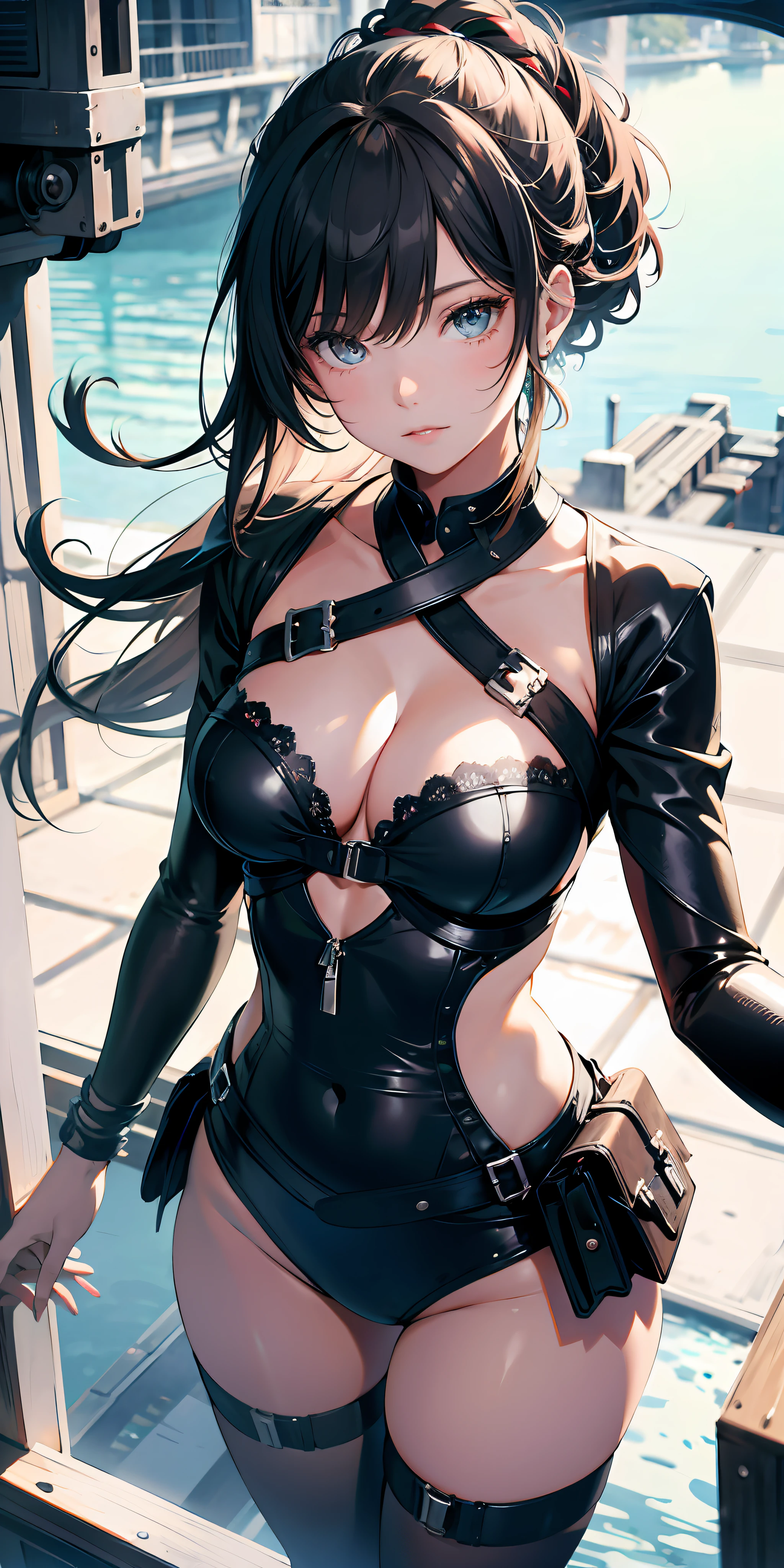 ridiculous resolution, high resolution, (masterpiece:1.4), super detailed, 1 girl , seen from above, space, floating, --v 6