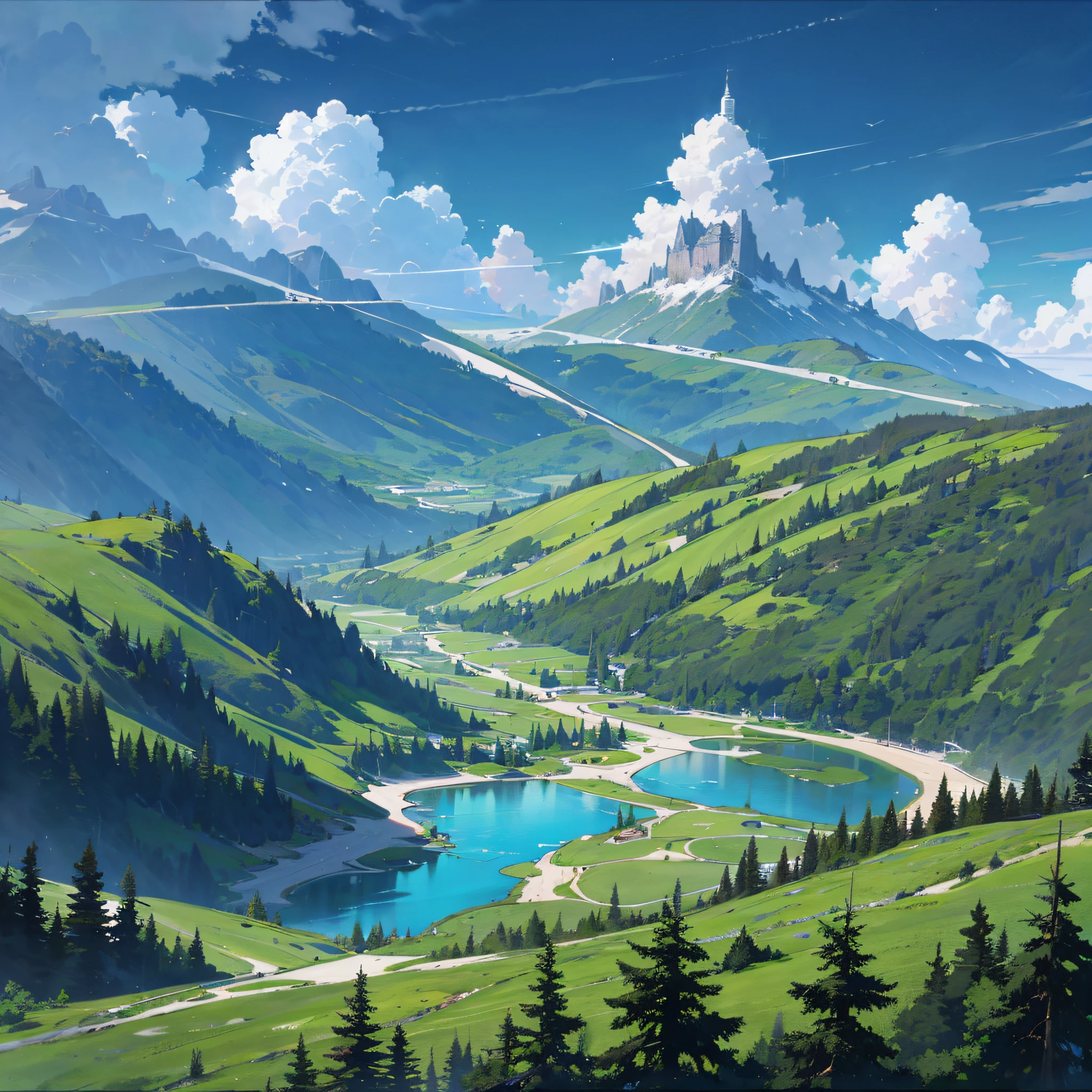 Imagine a road that goes up to paradise, road that goes up towards the sky, himagem hyper realistic, hyper detailed, sky hyper realistic