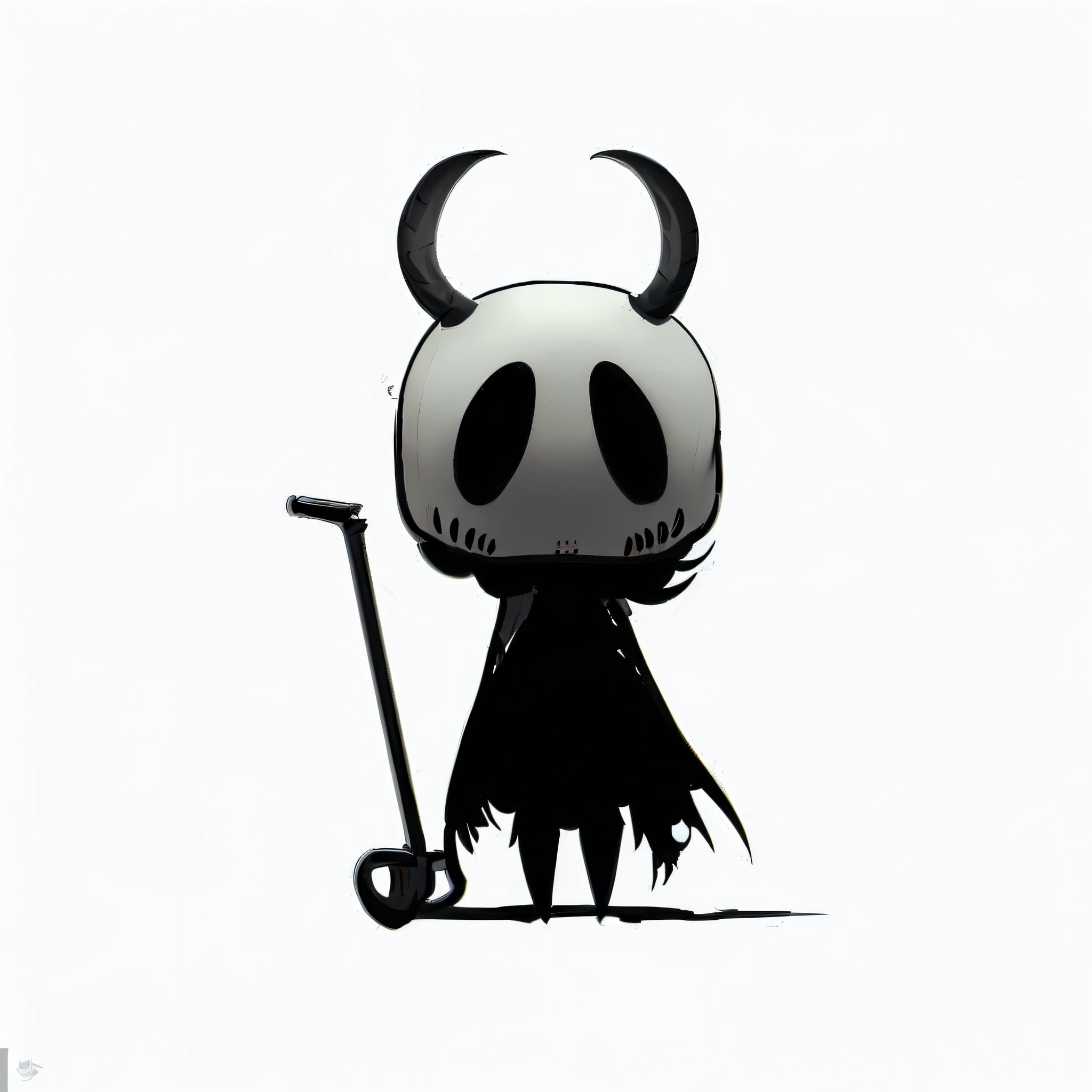 cartoon of a skeleton with horns and a scooter, portrait of hollow knight, the knight from hollow knight, hollow knight style, hollow knight concept art, hornet from hollow knight, hollow knight, mcbess, cute skeleton, hypervivid intense mcbess, ( ( ( skeleton ) ) ), mcbess poster, reminded me of the grim reaper, grim reaper except a rat