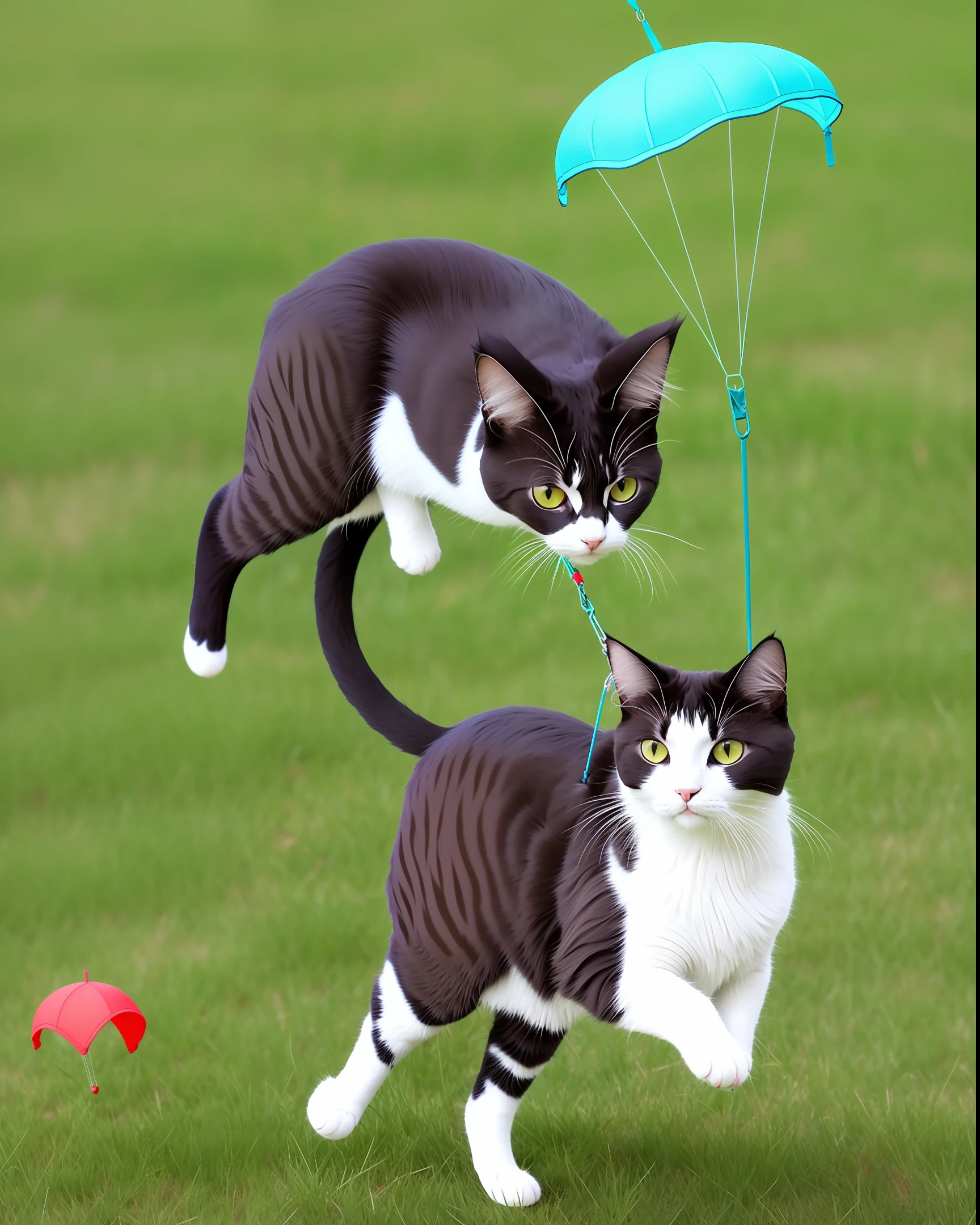 Cat parachuting