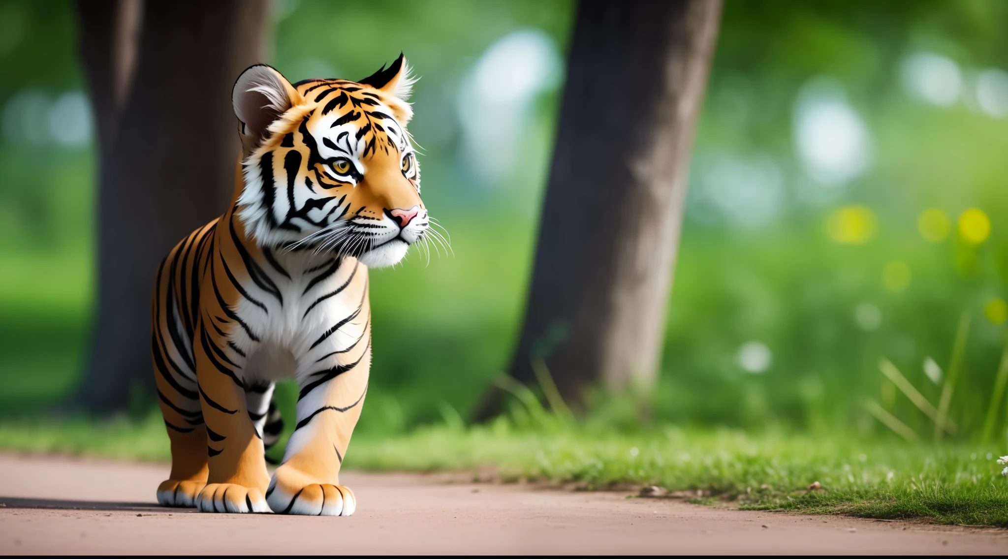 little tiger playing in the park