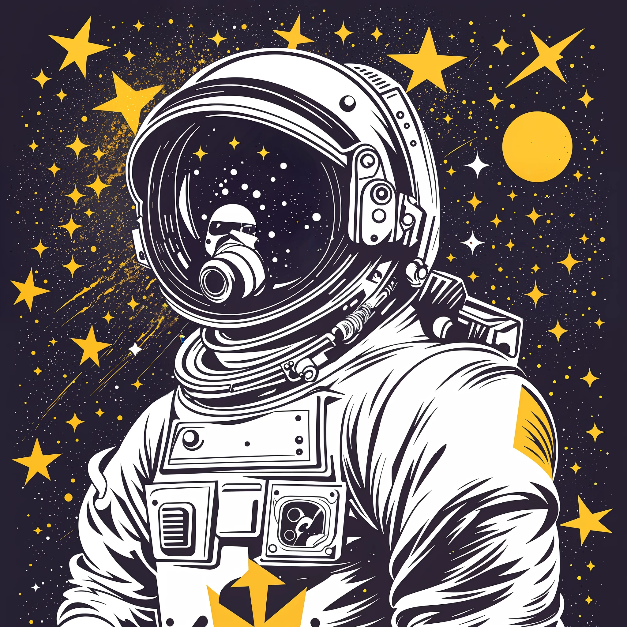 An Astronaut, universe full of stars, t shirt vector, dada, drip painting --auto --s2