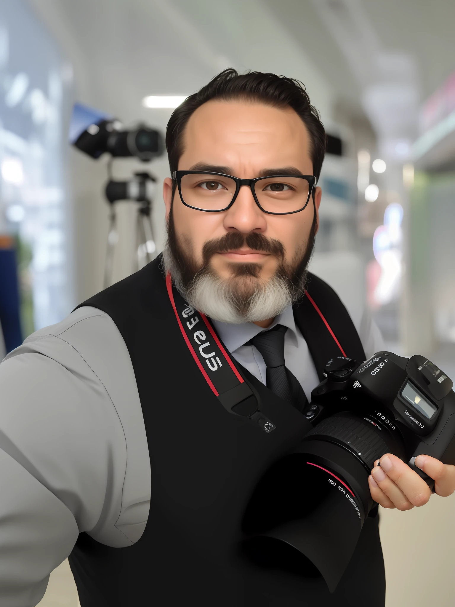 arafed man with a camera and a camera strap on his shoulder, fotografia, profesional photo, foto realista, professional foto, professional picture, canon portrait, portrait shot 8 k, profesional photography, 8k selfie photograph, photo portrait, portait photo, professional profile picture, david rios ferreira, looking at camera!!!, foto, professional 8 k