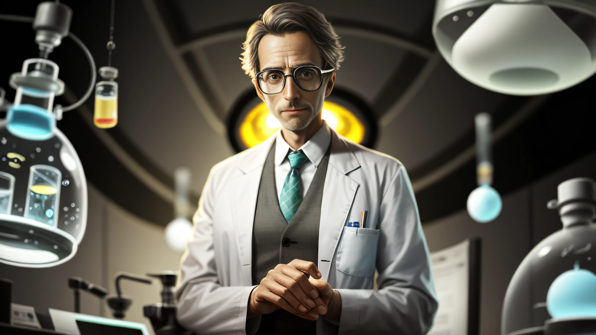 scientist's clothing, background of scientific experiments,