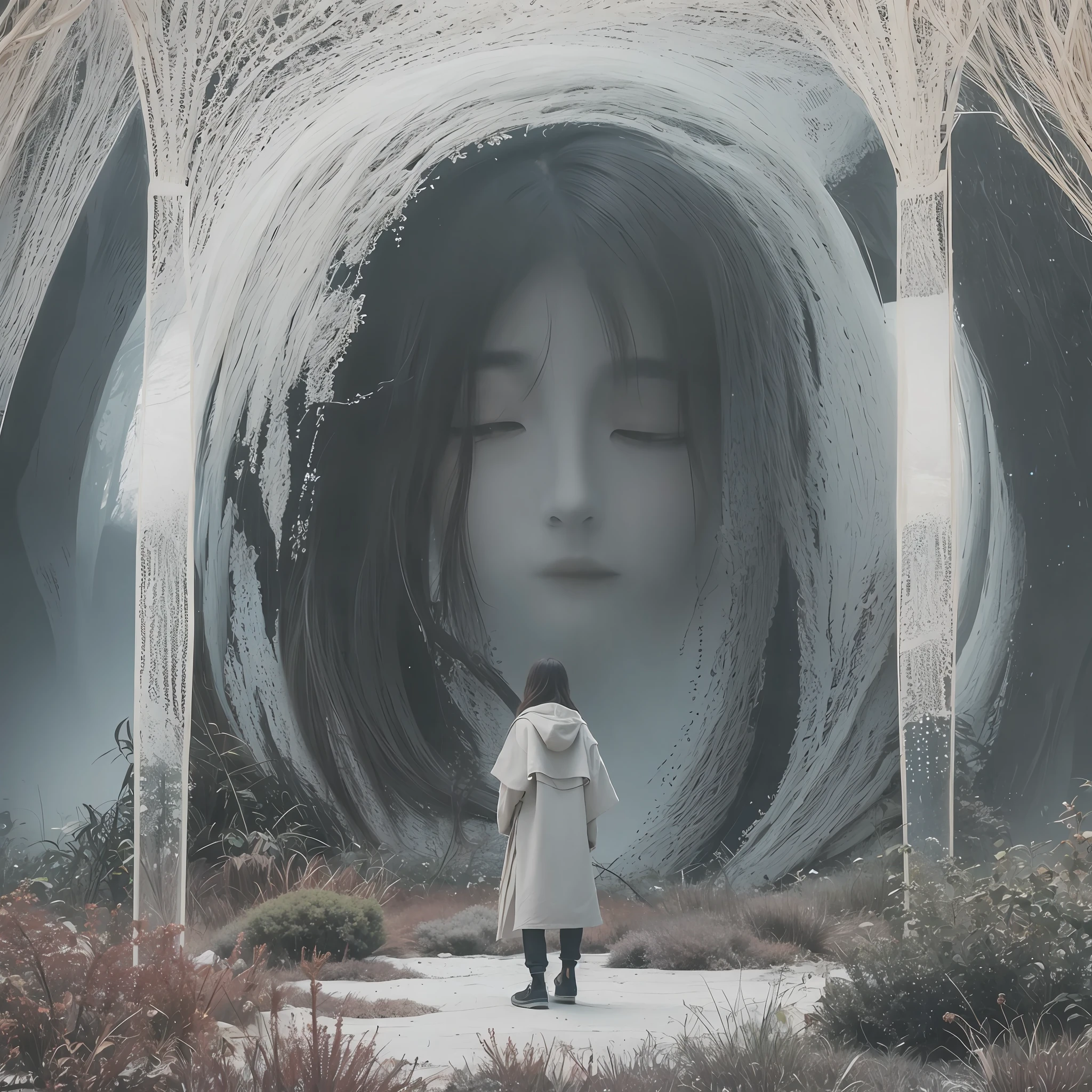 Guided by the whispered lullaby of perlin noise, a lone wanderer traverses the realms of an abstract dreamscape, finding solace in the solitude of a world that resonates with the intricate textures and patterns that mirror their very essence --v 6