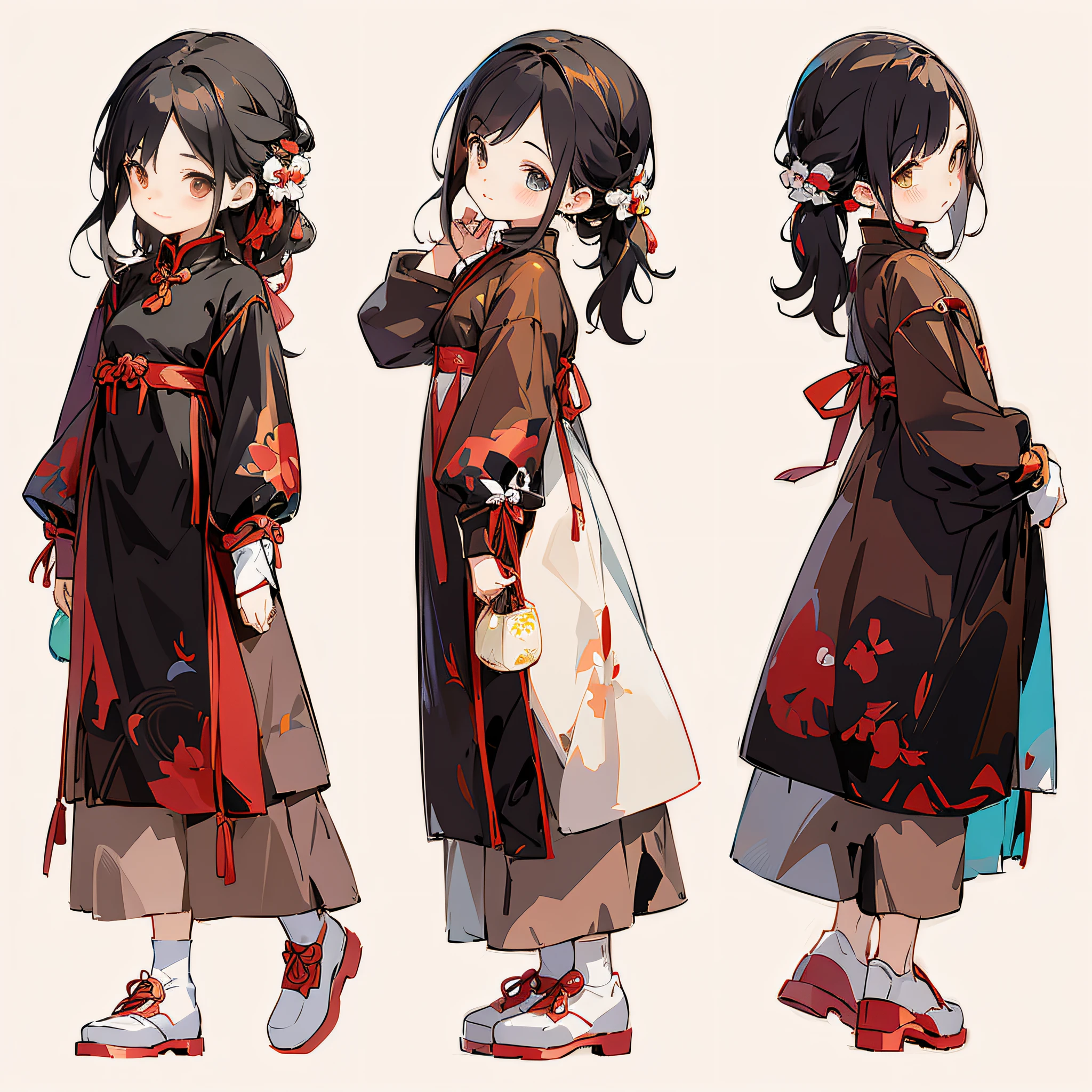 Anime character of a woman in Hanfu ancient Chinese costume, wearing long and fluent clothes, beautiful anime character design, anime vision of cute girl, Kantai collection style, anime moe art style, little curve loli, Chen Jiru, little loli girl, anime character design, highly detailed character design, guweiz, high quality character design