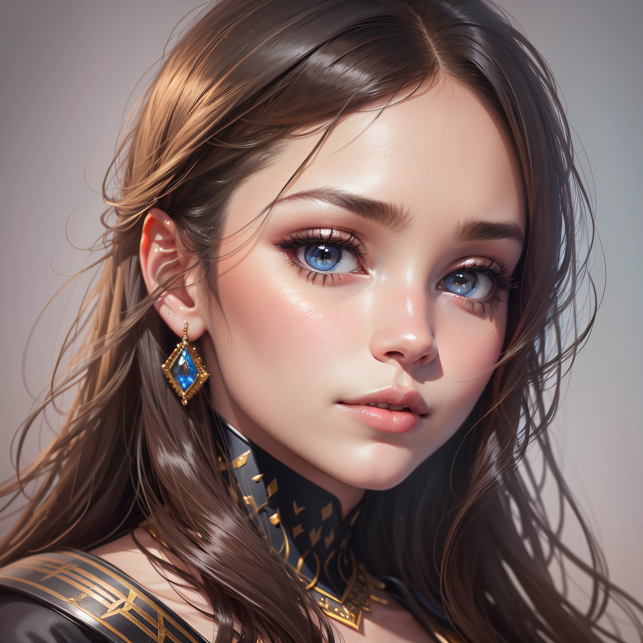 The most perfect and beautiful female face, high definition, rich in every detail, 4K, hyper realistic portrait, simple background --auto --s2