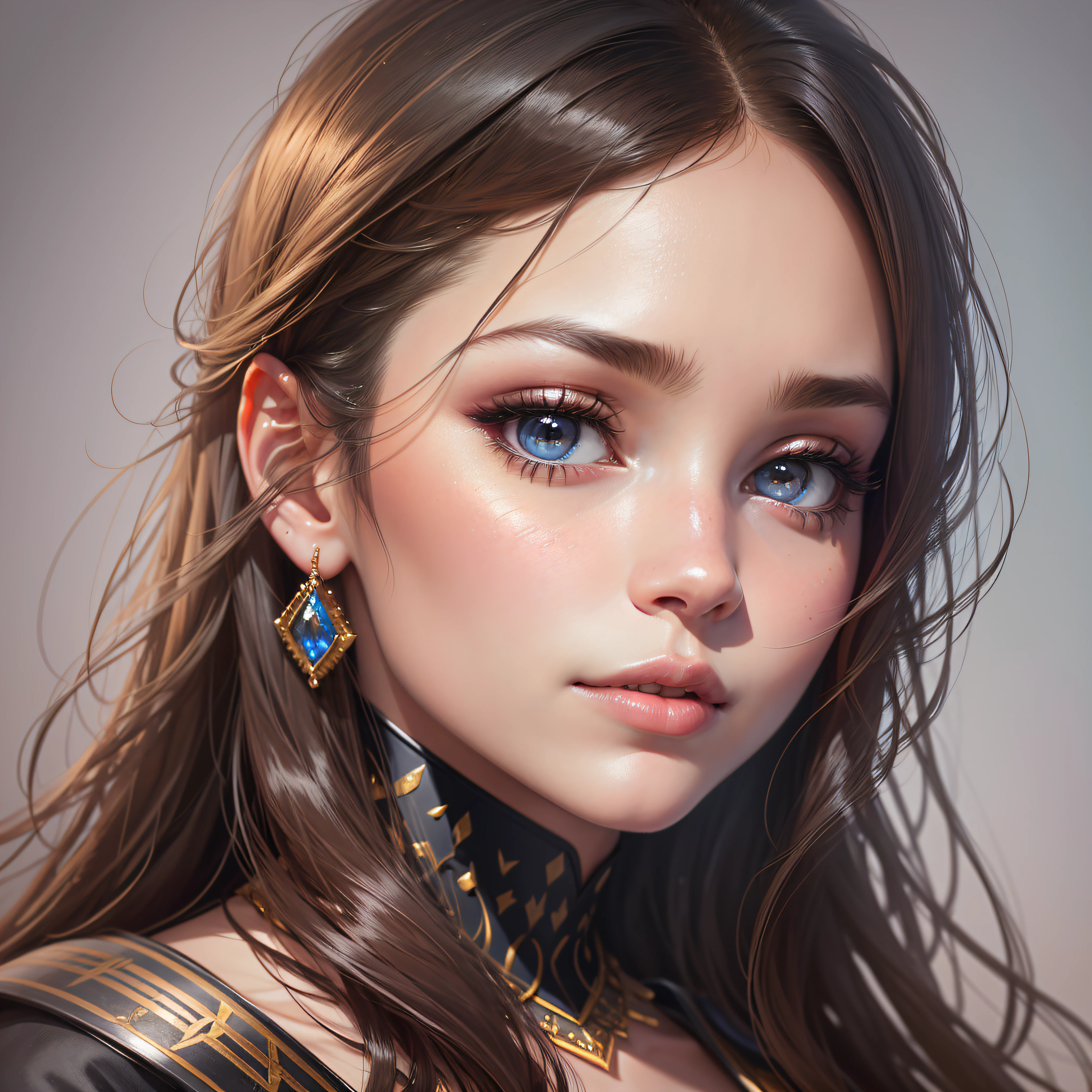 The most perfect and beautiful female face, high definition, rich in every detail, 4K, hyper realistic portrait, simple background --auto --s2
