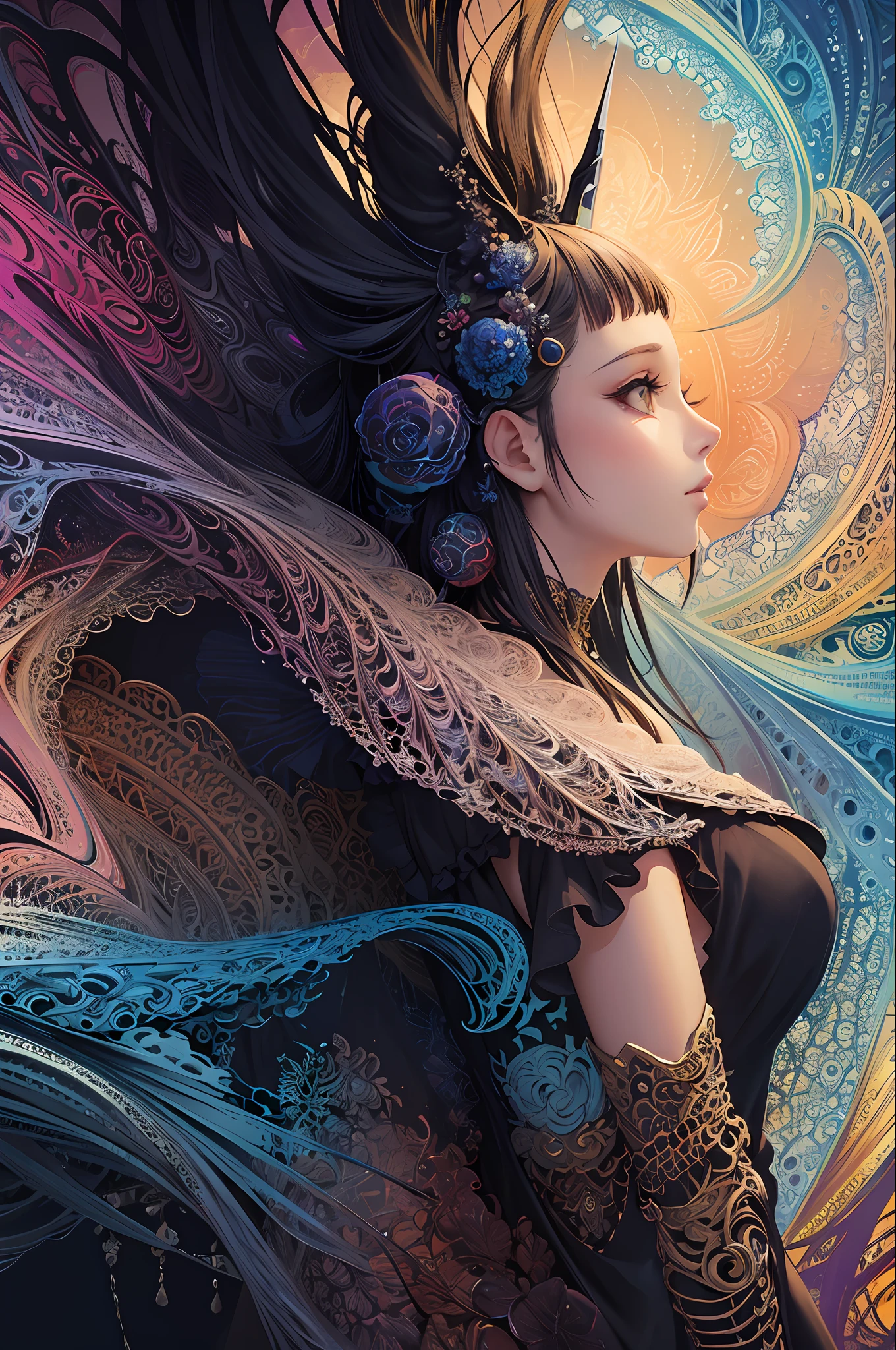 (masterpiece, top quality, best quality, official art, beautiful and aesthetic:1.2), (1girl), extreme detailed,(fractal art:1.3),colorful,highest detailed