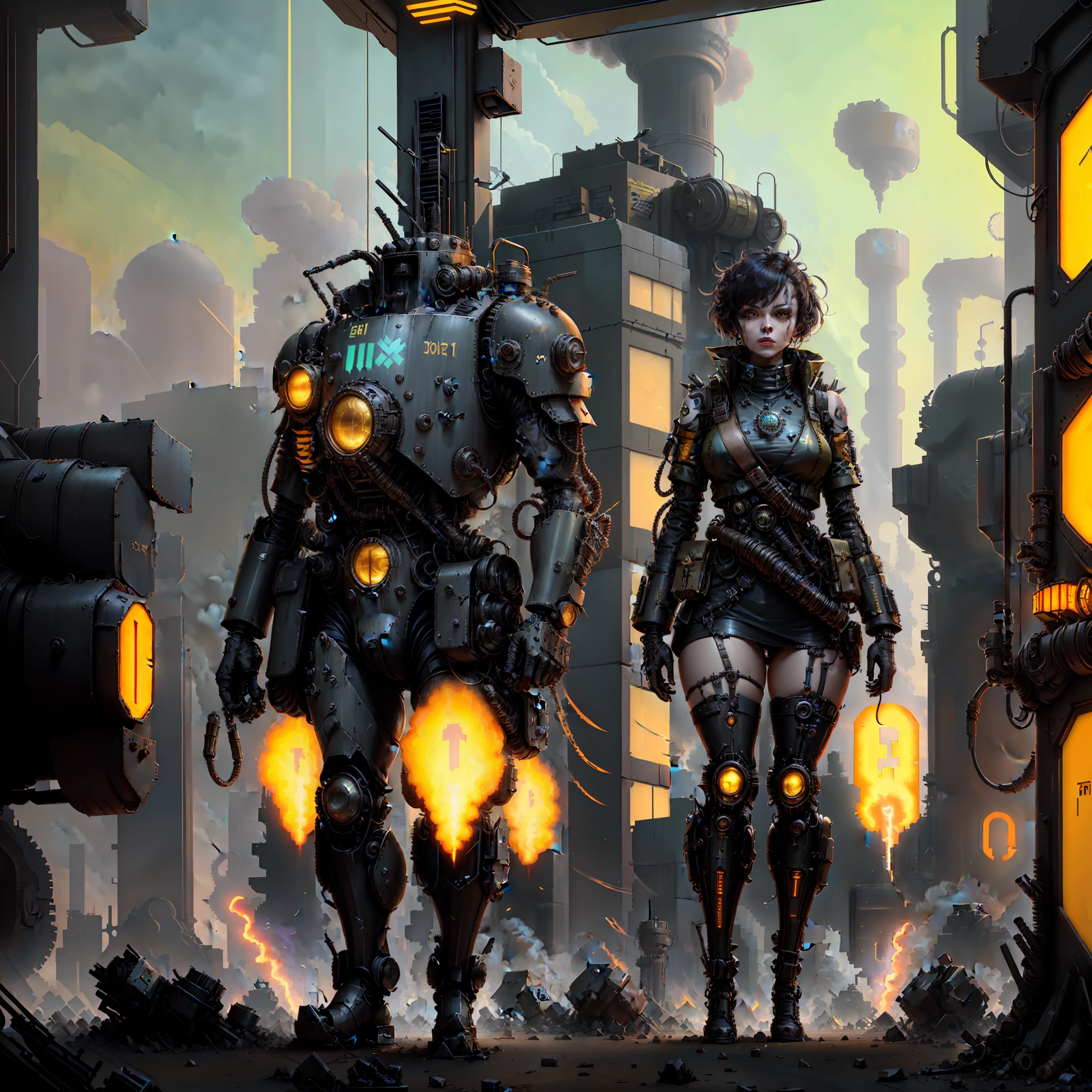 dieselpunkai, capital dieselpunk, demonic crazy architecture ww1cyber punk 2077 yellow gold citie