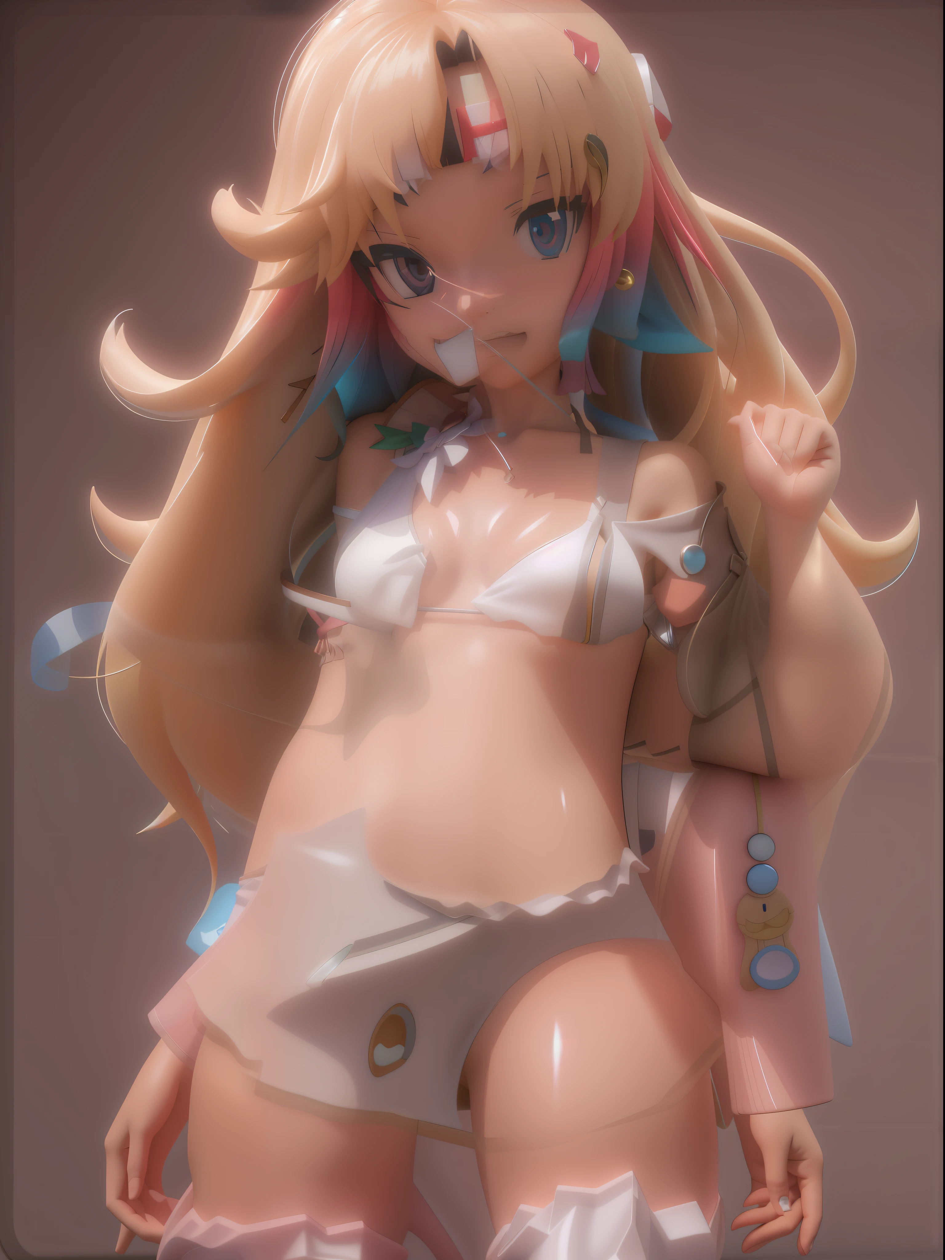 Closeup of a woman in bikini, anime style 3D, 3 D rendering stylized, rendering of a cute 3d anime girl, stylized anime, cute 3d rendering, pastel 3d rendering, stylized 3d, april rendering, rendering in sfm, 3d anime girl, cartoon rendering keyboard