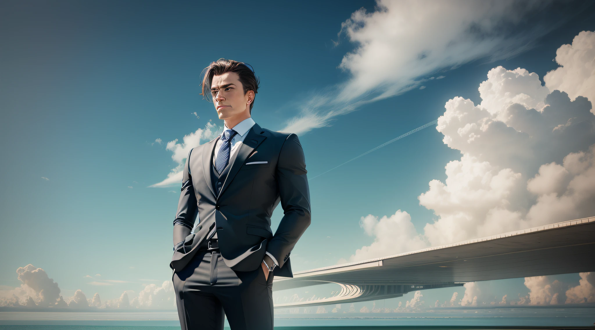 man in suit looking at the horizon --auto --s2