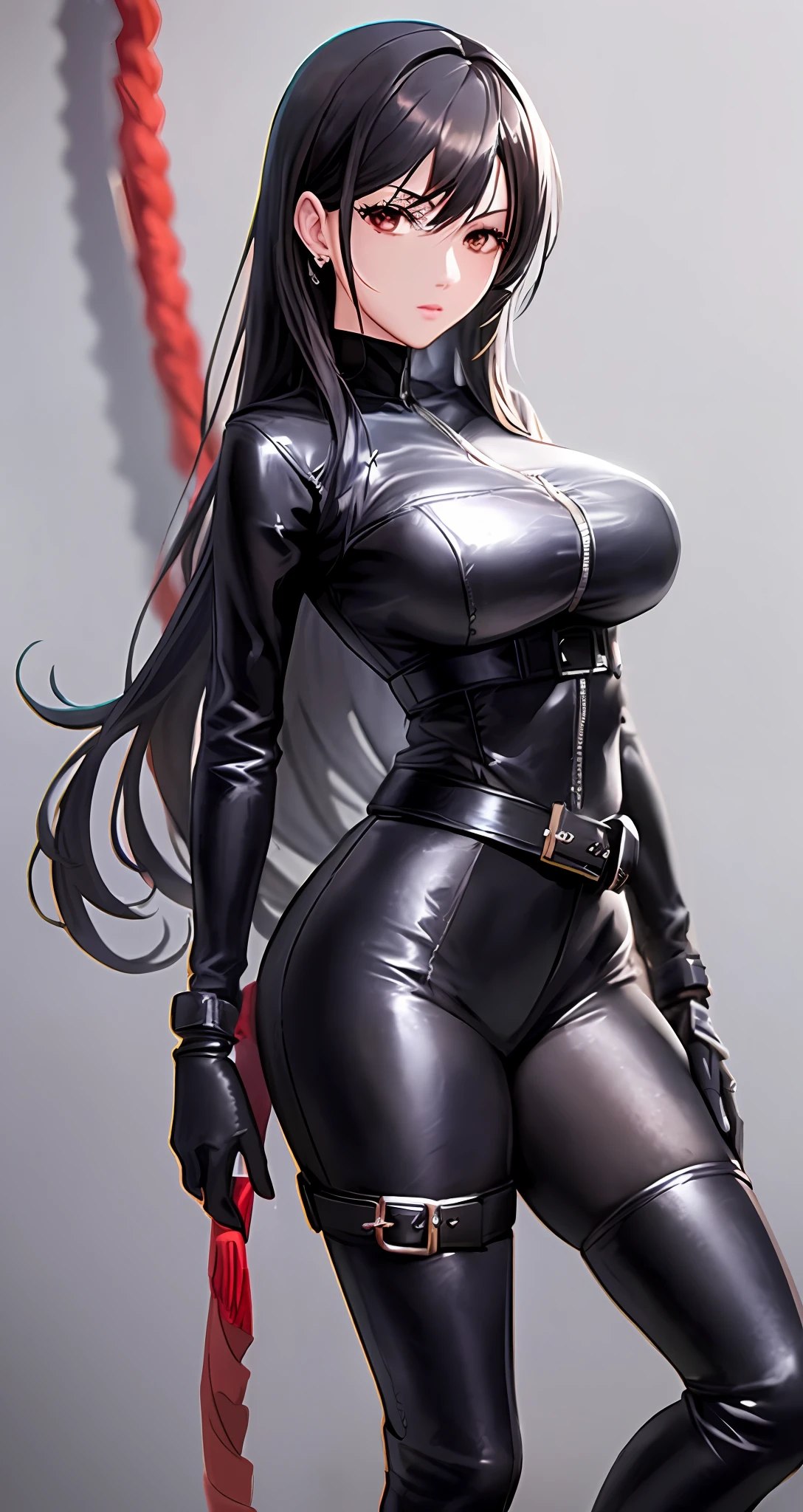 anime - style woman in black leather outfit posing with sword, seductive tifa lockhart portrait, portrait of tifa lockhart, tifa lockhart, ( highly detailed figure ), extremely high detail!!, tifa lockhart portrait, tifa, !!highly detailed!!, glamorous tifa lockheart, black latex sculpt, tifa lockheart, fine details. girls frontline, thicc