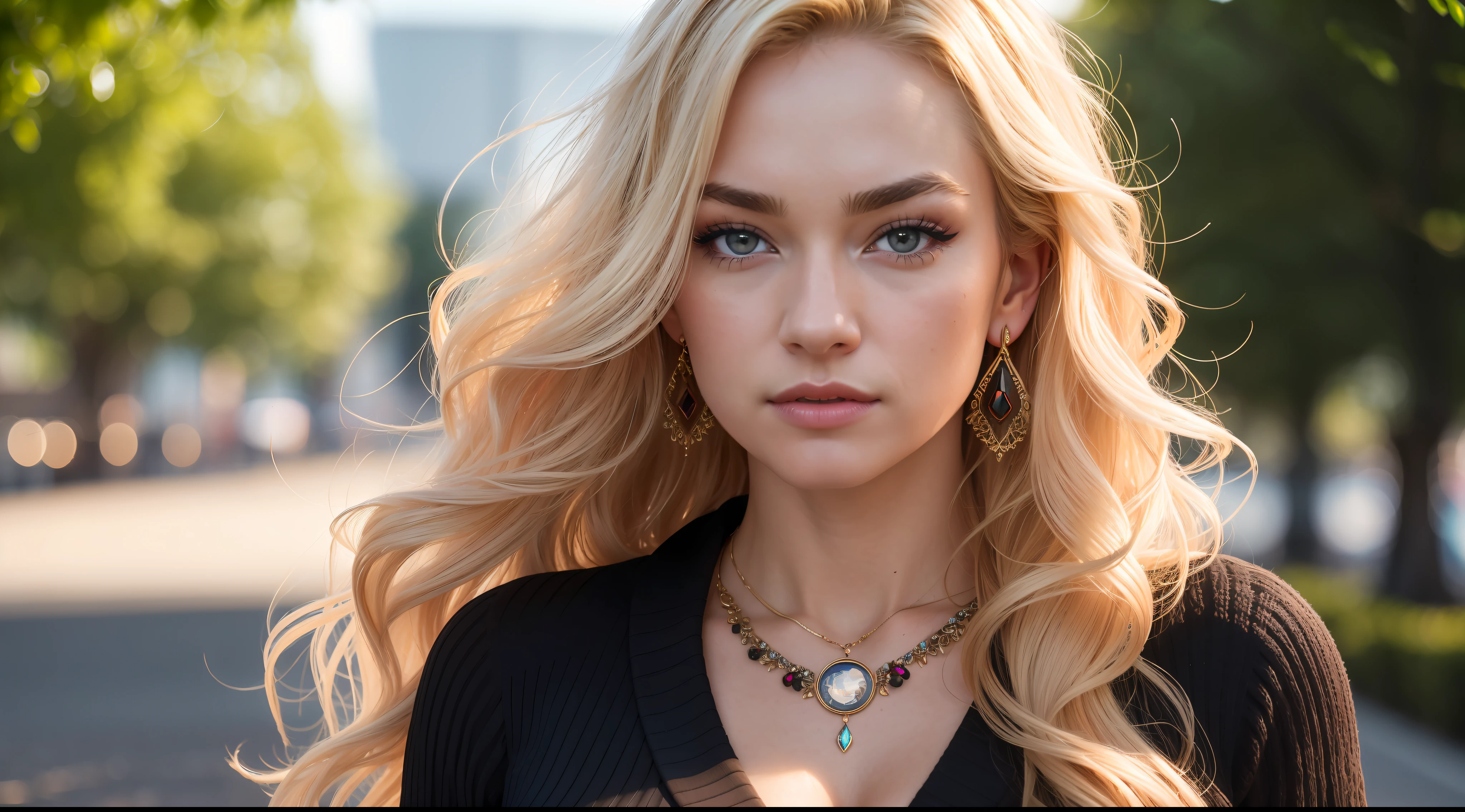 Yvonne Strahovski, (incredibly absurd, ultra-detailed long blonde hair, CG, unit, 8k wallpaper), (masterpiece), (realistic), (photorealistic: 1.2), (rough photo: 1.2), (best quality: 1.2), (detailed face: 1.4), (beautiful detailed eyes: 1.2), (detailed hair), light on face, huge file size, cinematic lighting, 1 girl, alone, sexy, nsfw, eyeliner, kawaii, student, long hair, blonde hair, ((wavy hair)),  hair ornament, ((light blush)), ((soft under the eyes)), ((expressionless eyes)), blue eyes, ((large breasts)), fashi-g, red lips, makeup, shirtlift, ((black sweater dress)), black knees, high heels, jewelry, earrings, necklace, looking at the viewer, depth of field, rendered in 8K resolution for high quality details, 8K image quality, 8K high resolution image,  hyper detailed, super realistic, intricate details