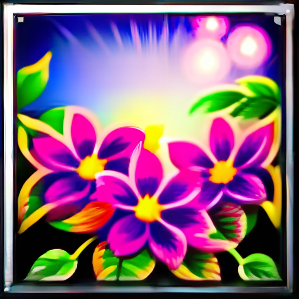 SKSI object, forest, colorful flowers, a tree