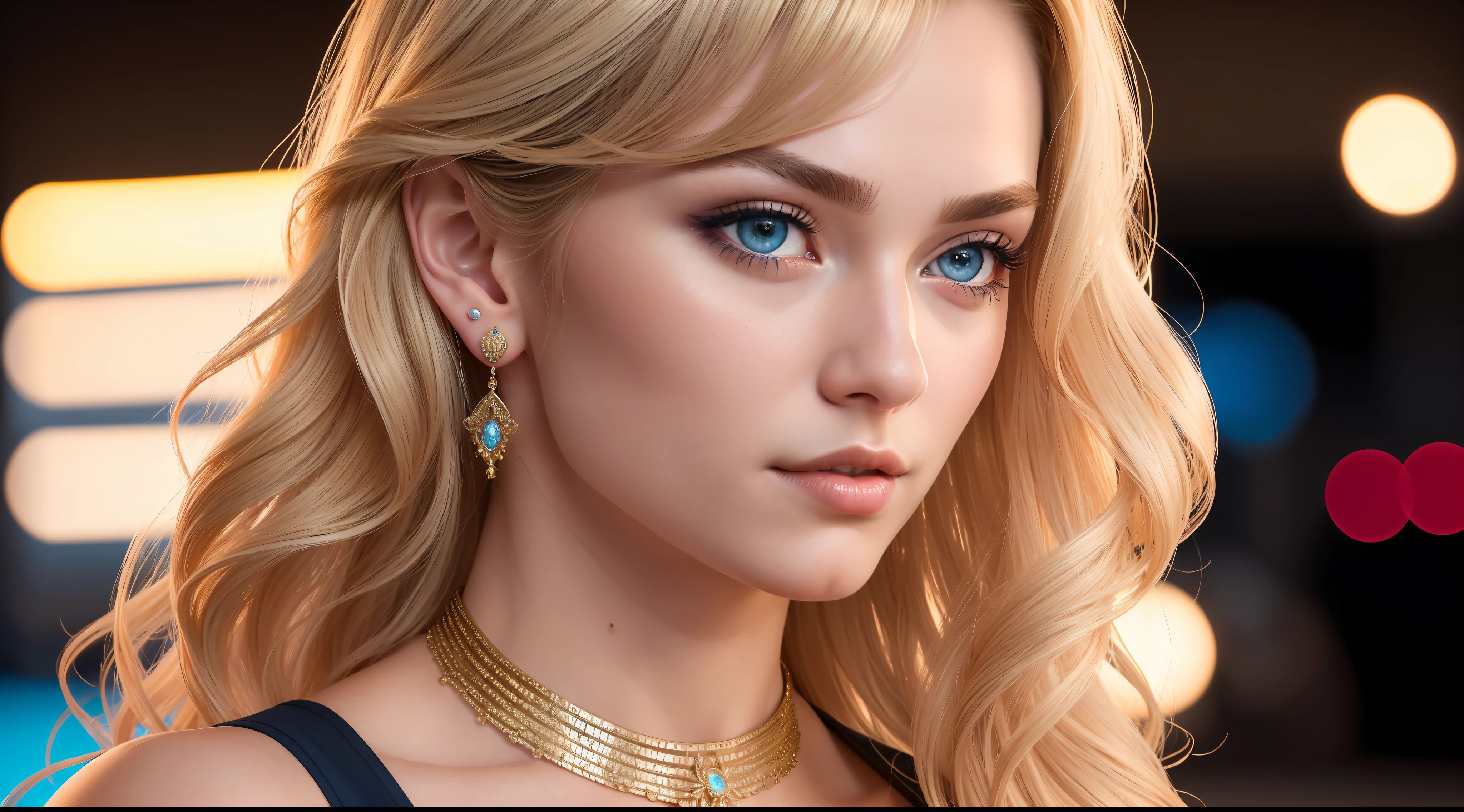 Yvonne Strahovski, (incredibly absurd long blonde hair, ultra-detailed, 8k wallpaper), (masterpiece), (realistic), (photorealistic: 1.2), (rough photo: 1.2), (best quality: 1.2), (detailed face: 1.4), (beautiful detailed eyes: 1.2), (detailed hair), light on face, huge file size, cinematic lighting, 1 girl, alone, sexy, nsfw, eyeliner, blonde hair, ((wavy hair)), hair ornament, ((light blush)), ((soft under the eyes)), ((eyes with sensual expression)), blue eyes, ((large breasts)), red lips, makeup, ((dressed as a policeman)), high heels, jewelry, earrings, necklace, looking at the viewer, depth of field, rendered in 8K resolution for high quality details, 8K image quality, 8K high resolution image, hyper detailed, super realistic, intricate details