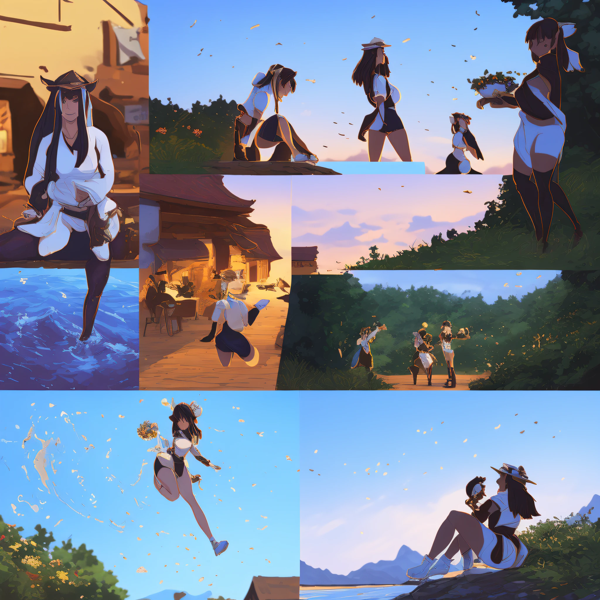masterpiece, best quality, 1 girl, solo, long hair, looking at the viewer, smile, bangs, skirt, shirt, long sleeves, hat, dress, bow, participation, closed mouth, flower, ruffles, hair flower, petals, bouquet of flowers, clamping flower, center ruffles, hood, bouquet flower, field, flower, field