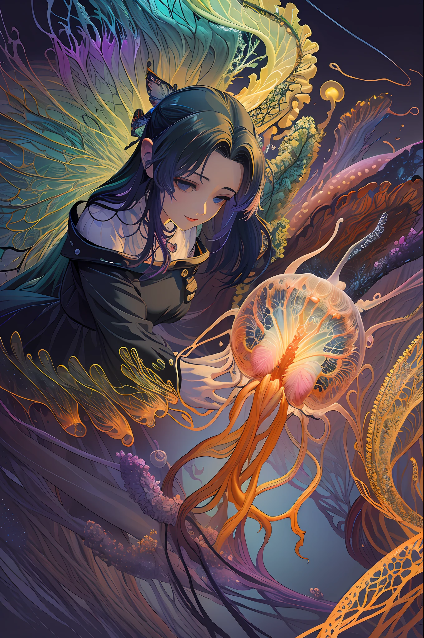 (masterpiece, top quality, best quality, official art, beautiful and aesthetic:1.2), (1girl), extreme detailed,(fractal art:1.3),colorful,highest detailed