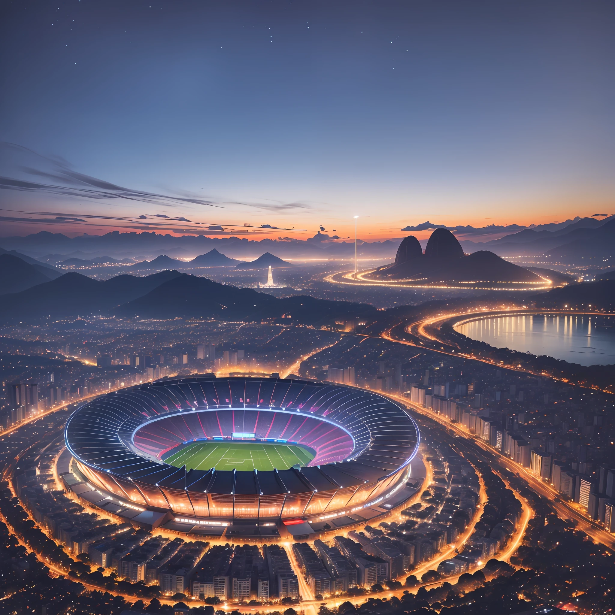 A BIG STADIUM LIKE MARACANA IN RIO DE JANEIRO BRAZIL IN A COLD NIGHT --auto --s2