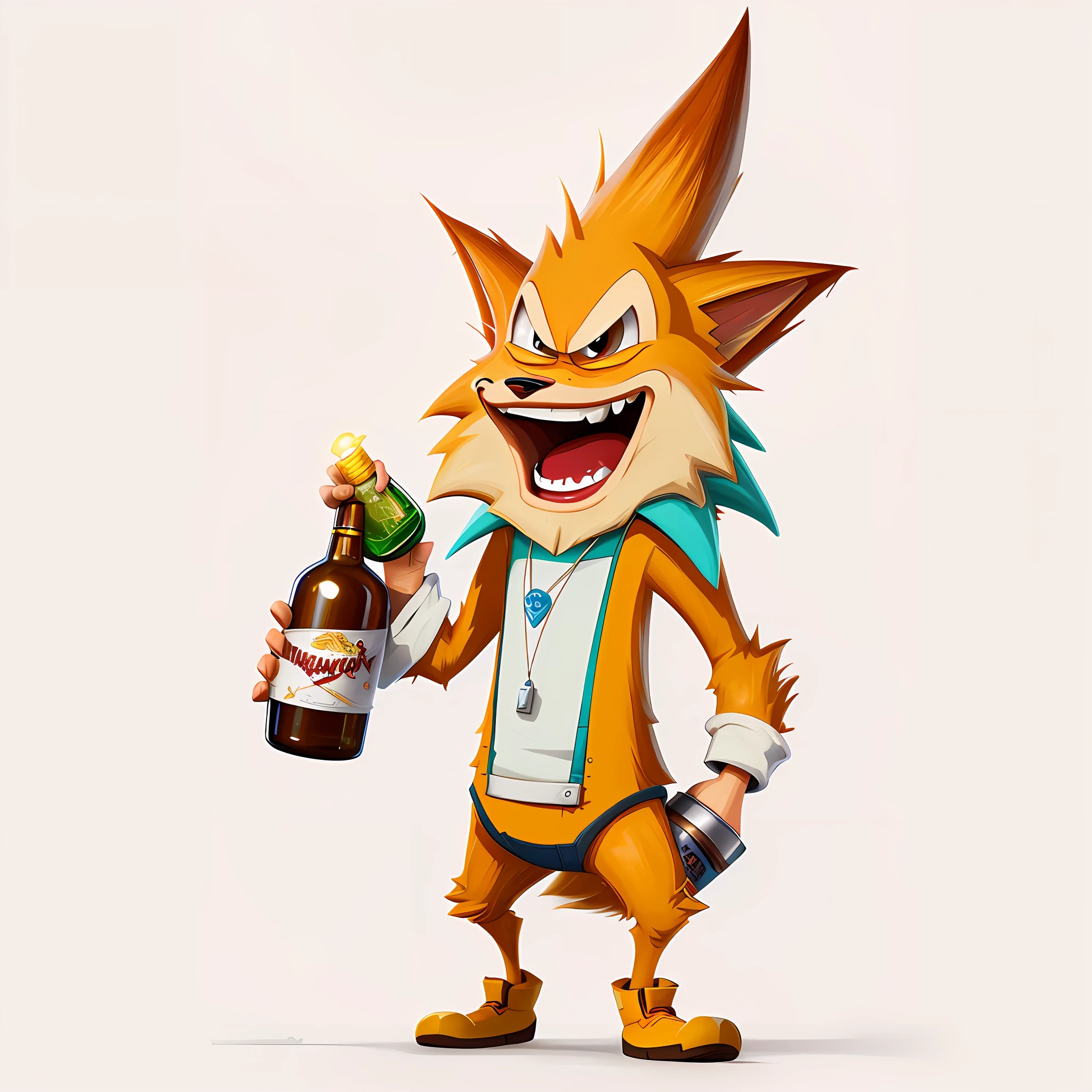 Squanchy, digital painting, hyper-realistic, hyper-detailed, oil painting, 8k, squanchy character, drunk holding a bottle