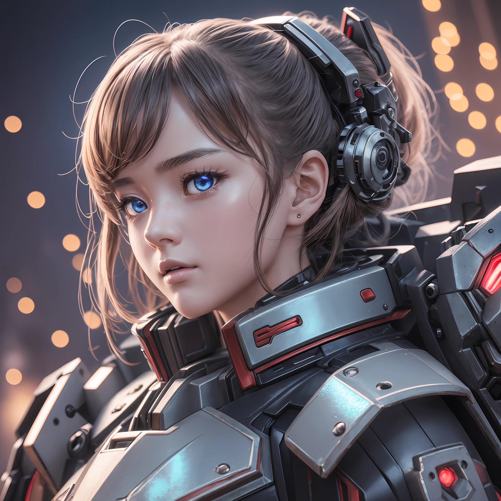 1 Gundam Girl, (Ultra-realistic detail)), portrait, global illumination, shadows, octane rendering, 8K, ultra-sharp, metal, intricate ornament details, cold colors, very intricate details, realistic light, CGSoation trends, glowing eyes, facing the camera, neon details, mechanical limbs, mechanical vertebrae attached to the back, Mechanical neck attachment --auto --s2
