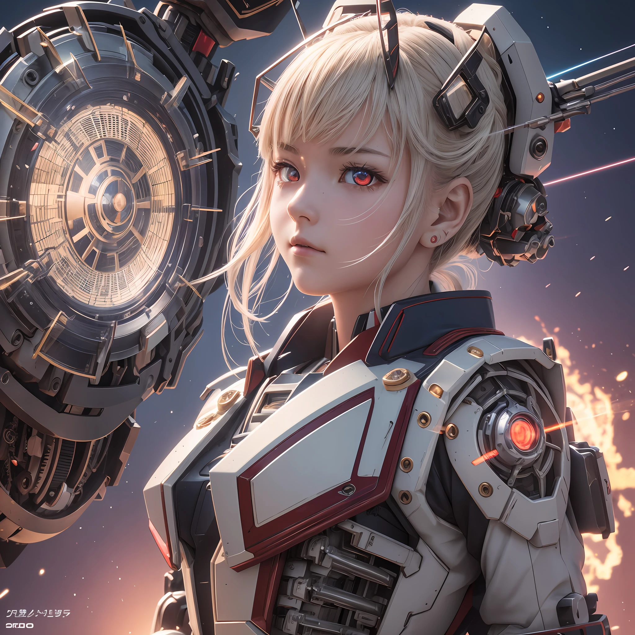 A close up of a woman in a futuristic suit with a clock - SeaArt AI
