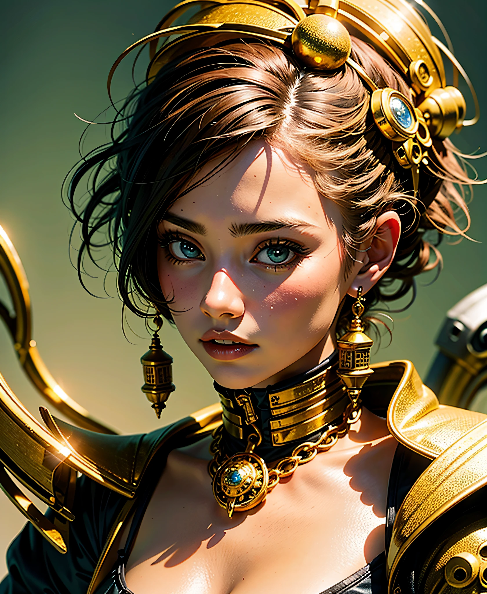 girl, model, with golden rnaments