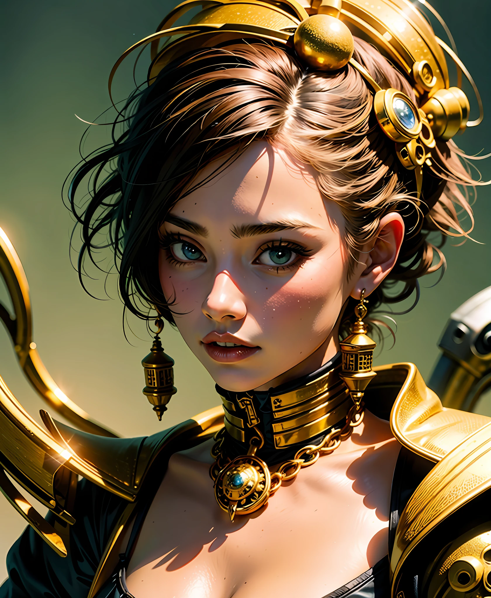 girl, model, with golden rnaments