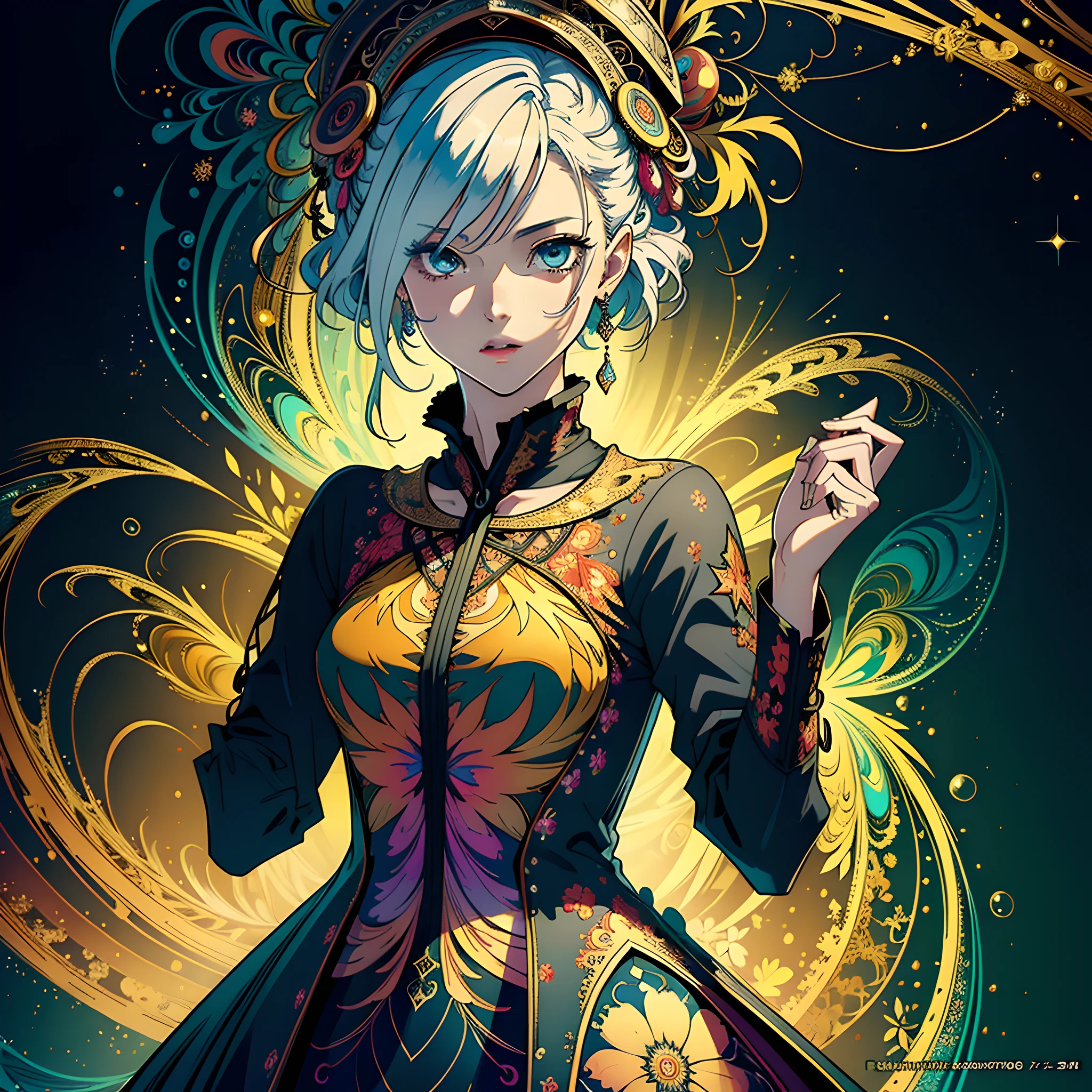 (masterpiece, top quality, best quality, official art, beautiful and aesthetic:1.2), (1girl), extreme detailed,(fractal art:1.3),colorful,highest detailed