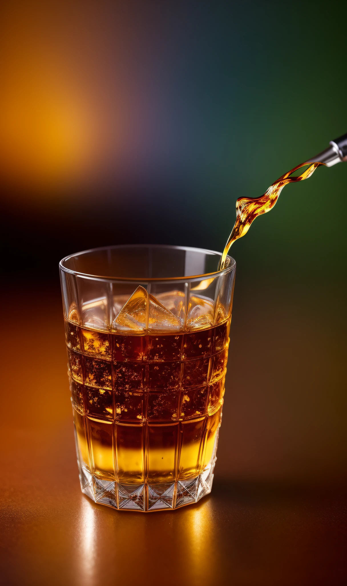 a sprinkled whiskey sitting on top of a table, hyper realistic digital painting, colorful hyperrealism, amazing food illustration, blender whiskey, amazing food photography, hyper realistic oil painting, hyper realistic color photo, ultrarealistic oil painting, realistic colorful photography, hyper - realistic oil painting, hyper-realistic oil painting, beautiful 3d render, hyperrealistic digital painting