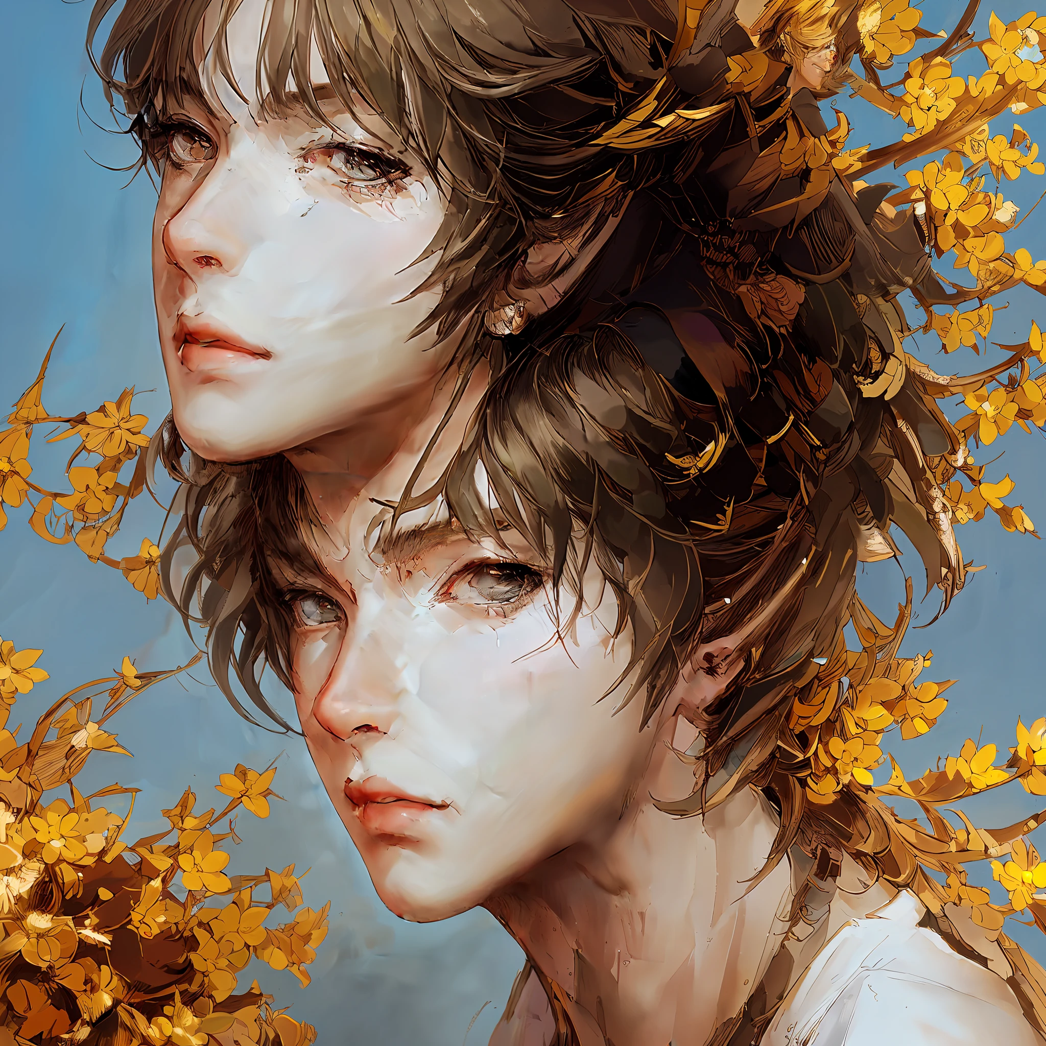 DBfantasyart style, masterpiece, 1boy, a beautiful portrait of a long-haired male, manhwa, very detailed, 8K resolution