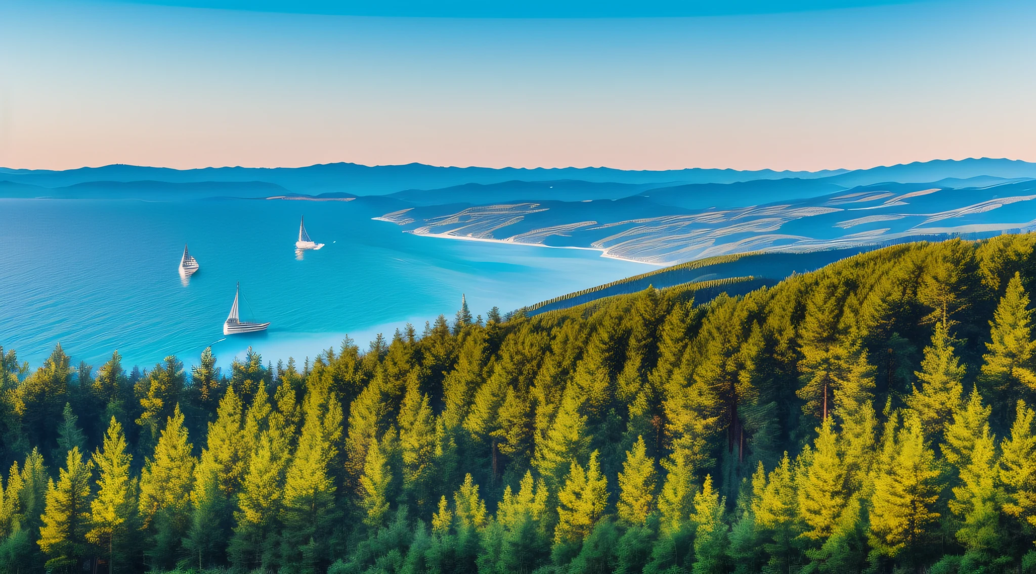 Complete the sea, place some ships and boats proportional to the scenery.