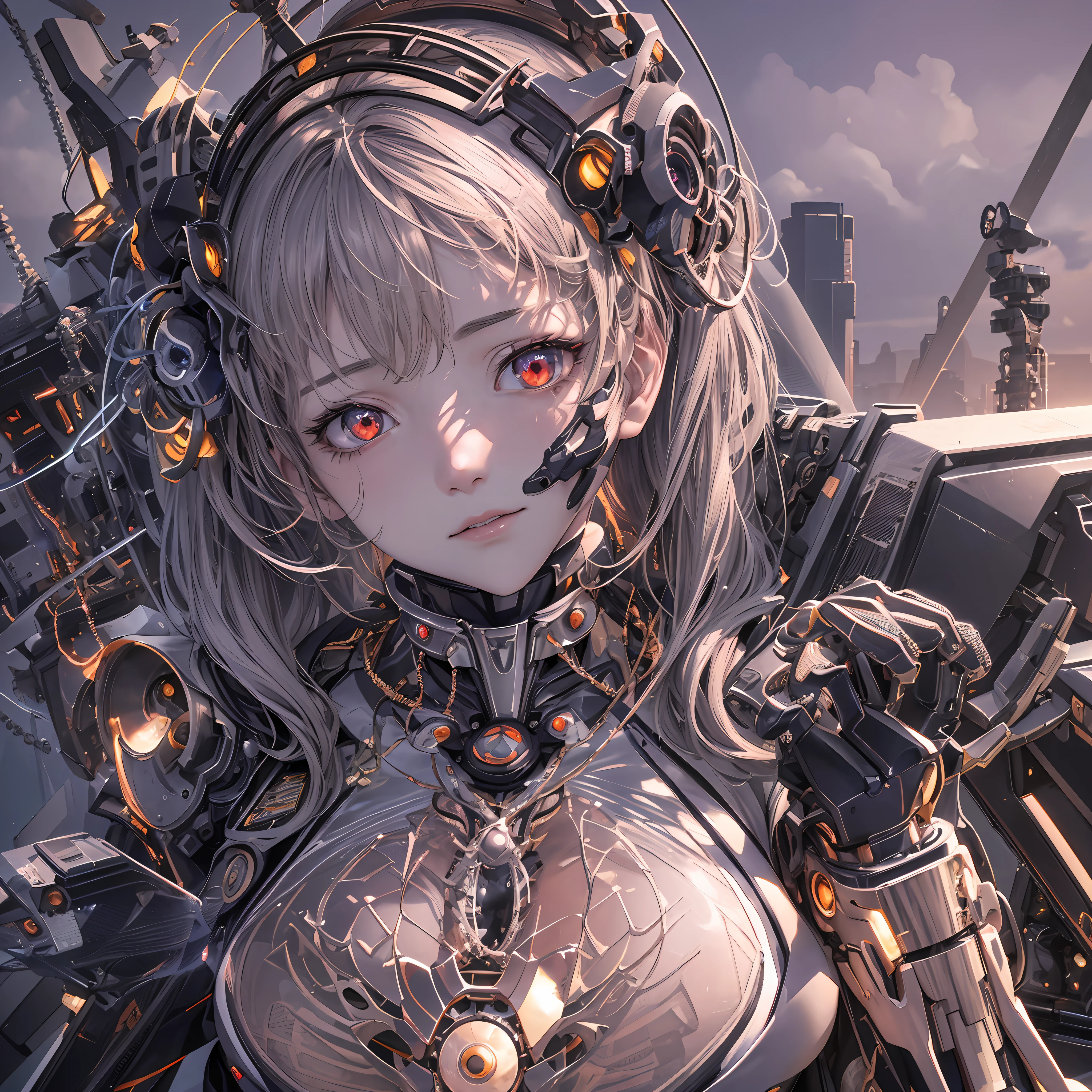 1 Evangelion Girl, (Ultra-realistic detail)), portrait, global illumination, shadows, octane rendering, 8K, ultra-sharp, metal, intricate ornament details, very intricate details, realistic light, CGSoation trends, glowing eyes, facing the camera, neon details, mechanical limbs, mechanical vertebrae attached to the back, Mechanical neck attachment --auto --s2