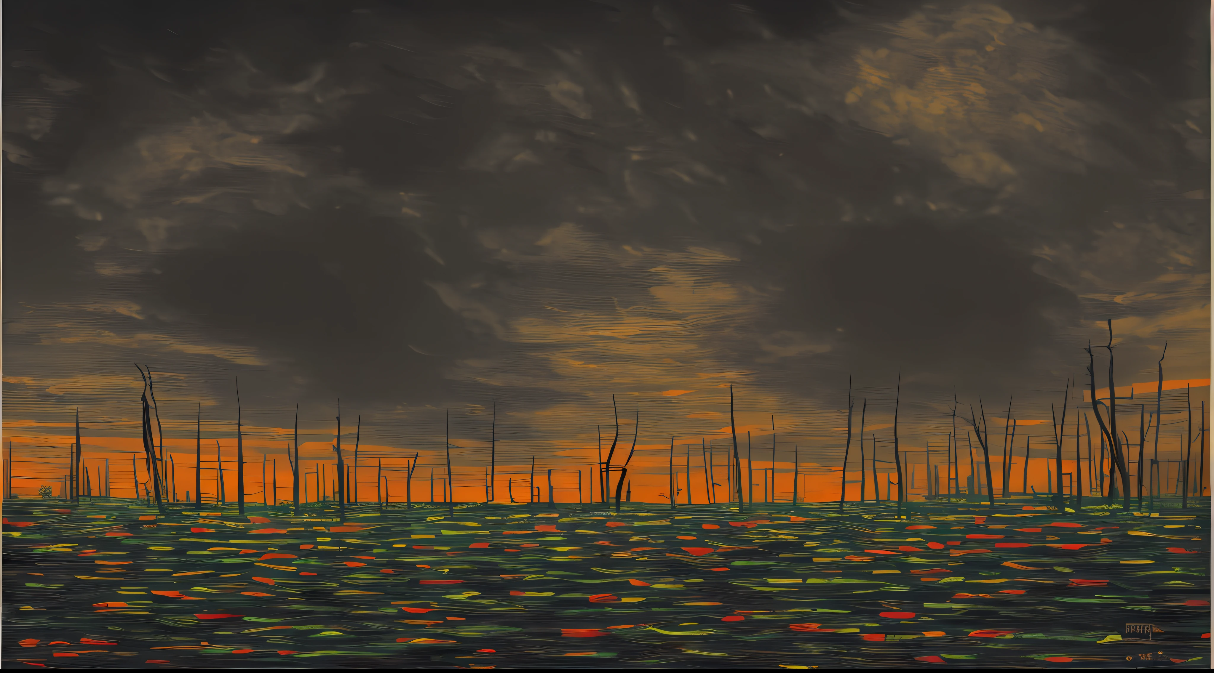 hell (dark) (darkness) ((depressive)) in the style of Claude Monet.