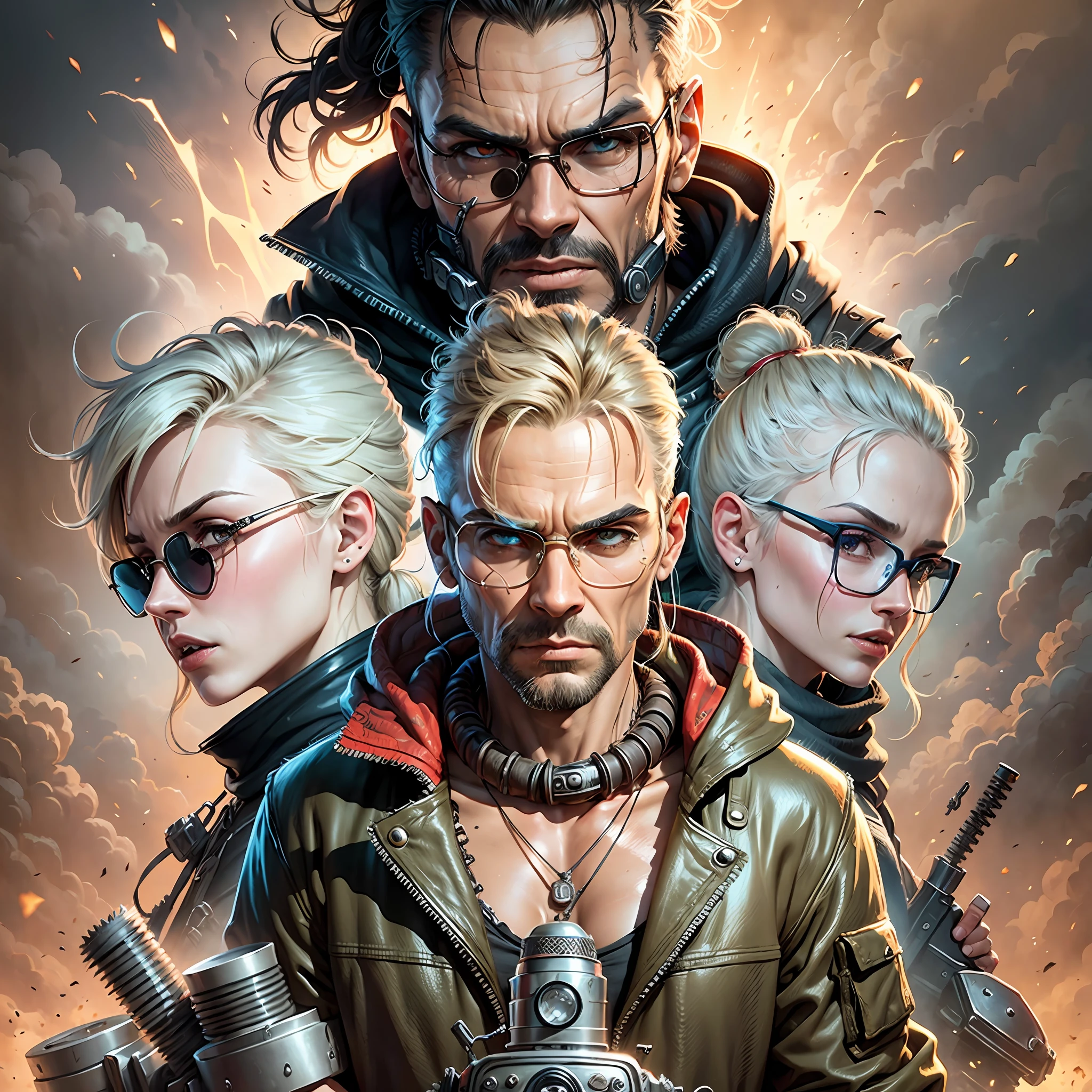 there is a poster of a movie with a skull and a motorcycle, fury road, mad max, apocalyptic 8 k, apocalyptic 8k, mad max fury road, mad max dust storm, from the movie mad max fury road, mad max inspired, madmax, apocalyptic road warrior vibe, hq artwork, mad max fury road style, michael bay movie, movie artwork, all wearing a eyeglasses --auto --s2